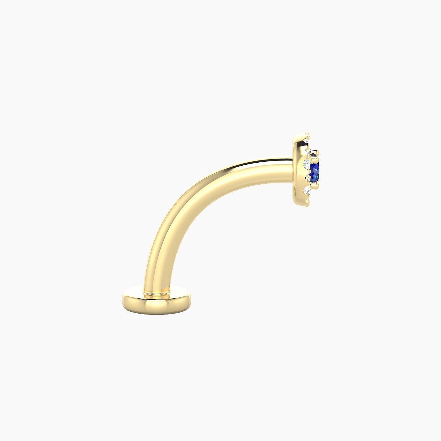 Eirene | 18k Yellow Gold 10 mm 5 mm Halo Round Sapphire & Diamond Floating Navel Piercing