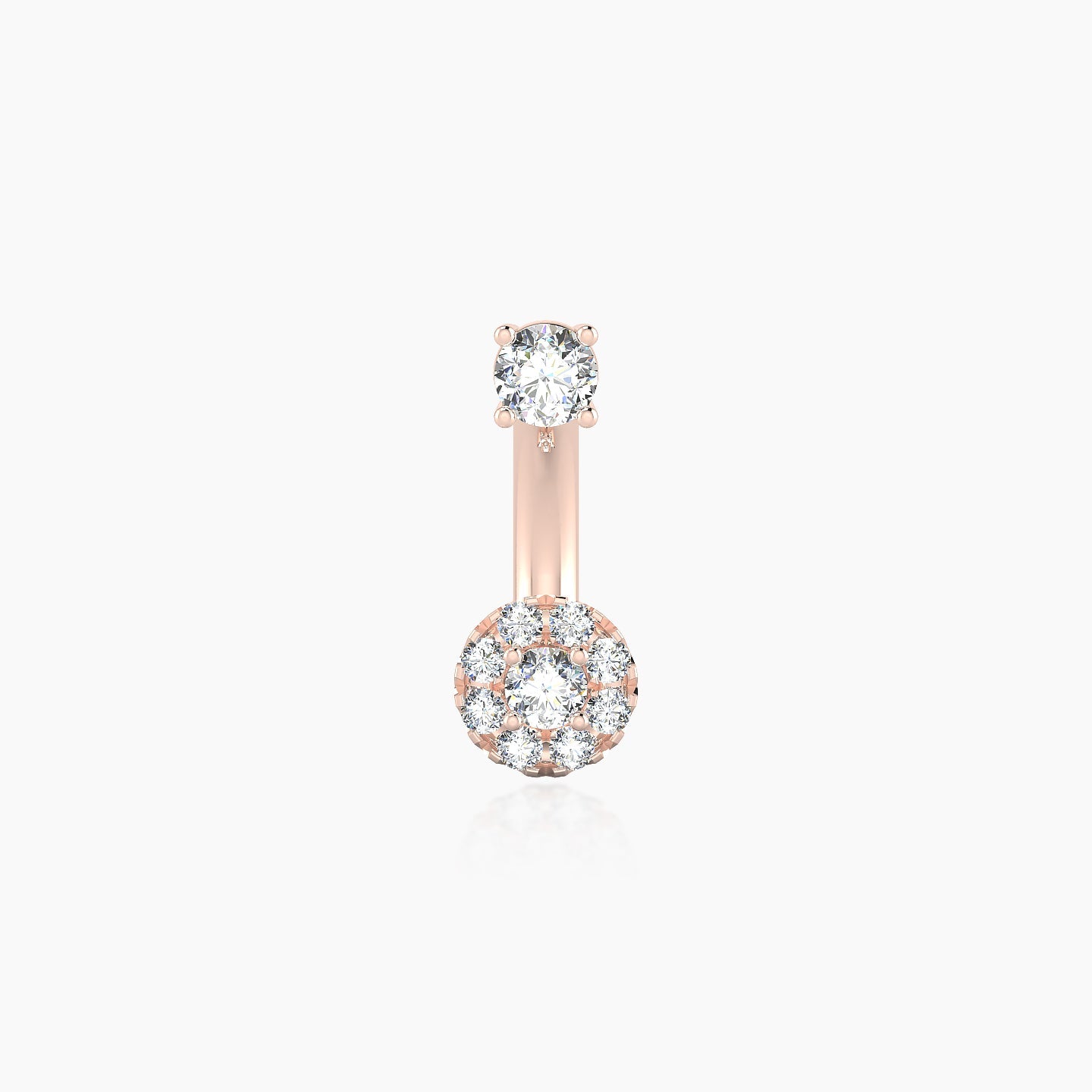 Eirene | 18k Rose Gold 10 mm 5 mm Halo Round Diamond Navel Piercing