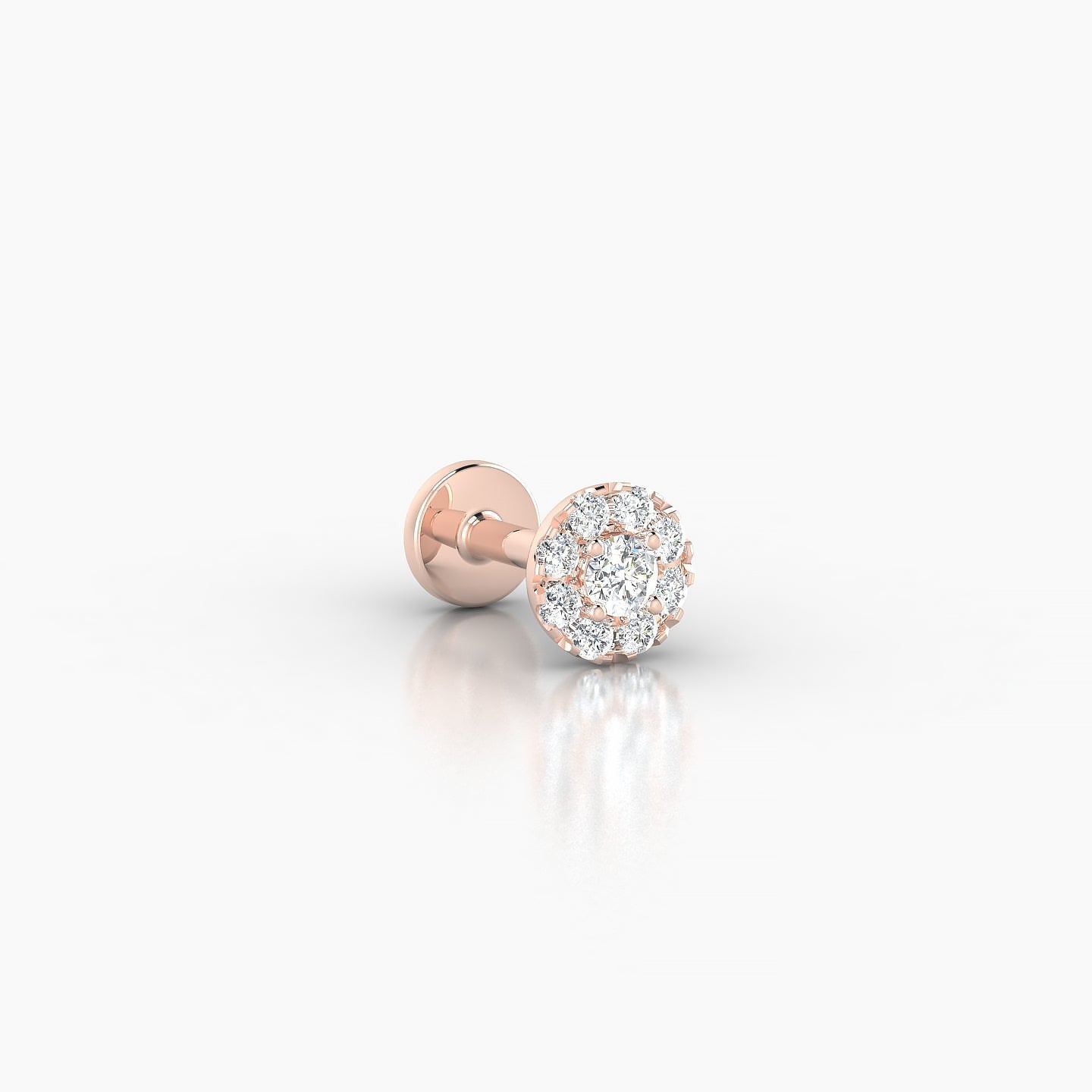 Eirene | 18k Rose Gold 4.5 mm 5 mm Halo Round Diamond Piercing