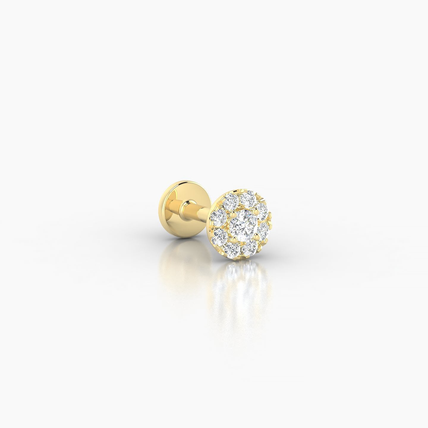 Eirene | 18k Yellow Gold 4.5 mm 5 mm Halo Round Diamond Piercing