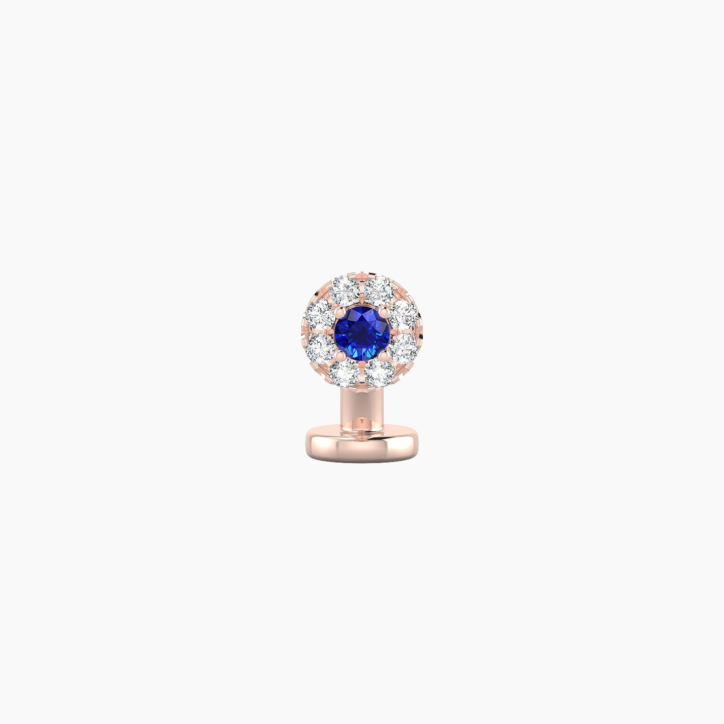 Eirene | 18k Rose Gold 6 mm 5 mm Halo Round Sapphire & Diamond Floating Navel Piercing