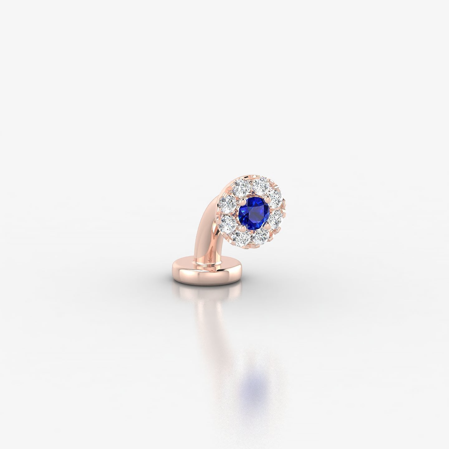 Eirene | 18k Rose Gold 6 mm 5 mm Halo Round Sapphire & Diamond Floating Navel Piercing