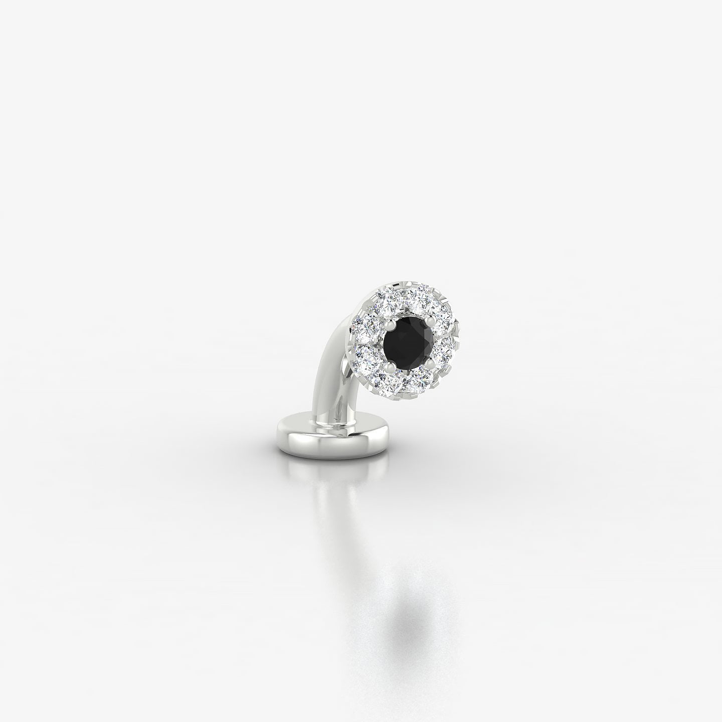 Eirene | 18k White Gold 6 mm 4.5 mm Halo Round Black Diamond & Diamond Floating Navel Piercing