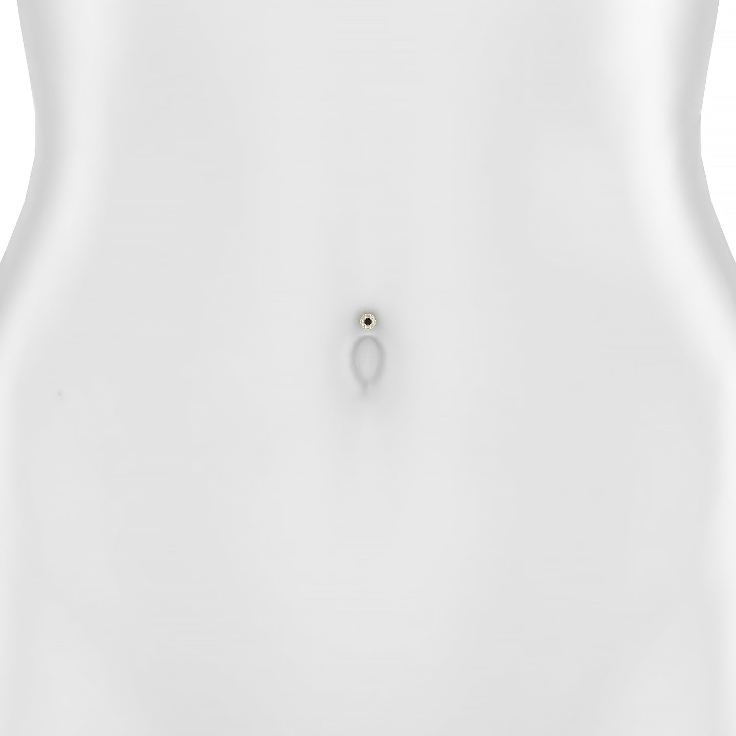 Eirene | 18k Yellow Gold 6 mm 4.5 mm Halo Round Black Diamond & Diamond Floating Navel Piercing