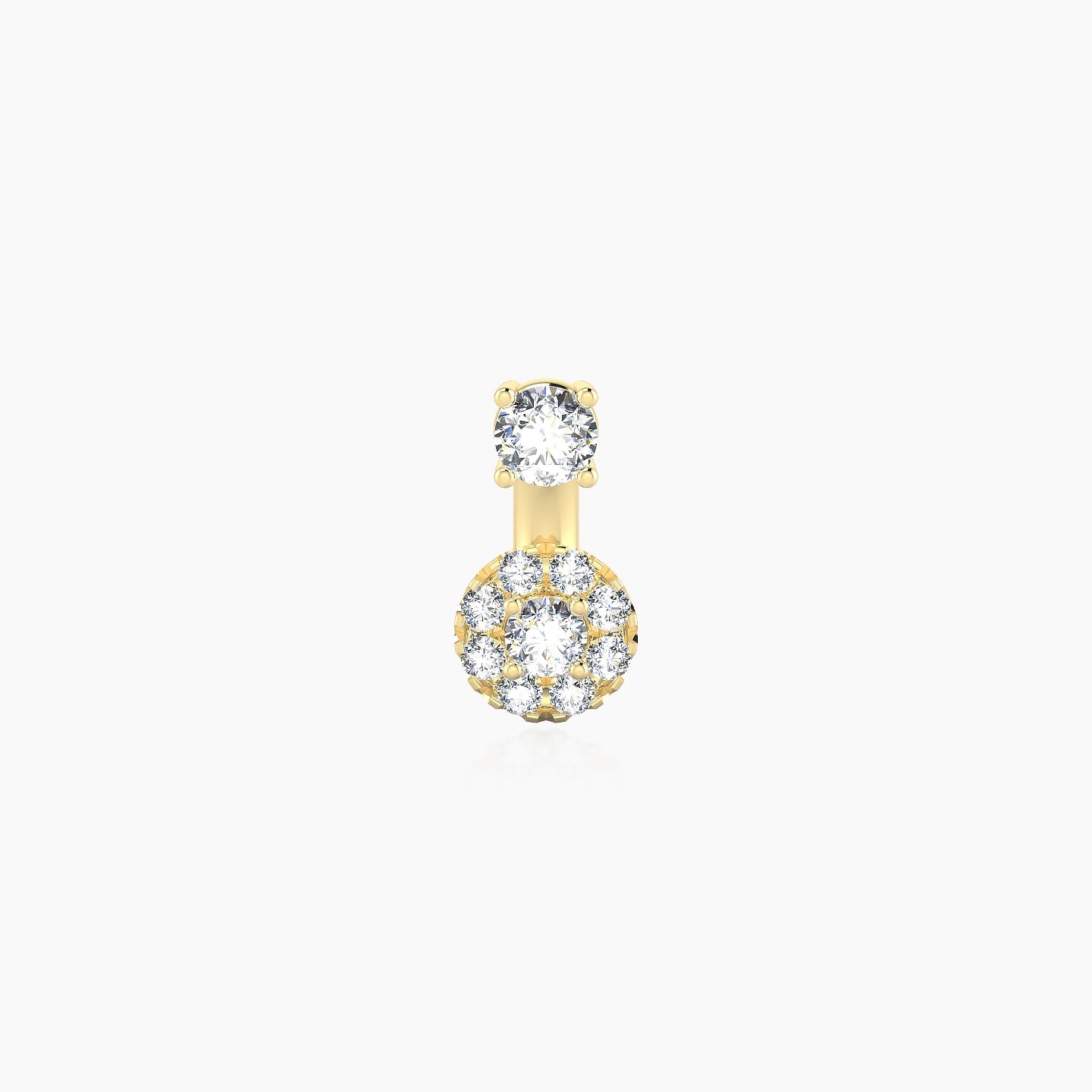 Eirene | 18k Yellow Gold 6 mm 5 mm Halo Round Diamond Navel Piercing