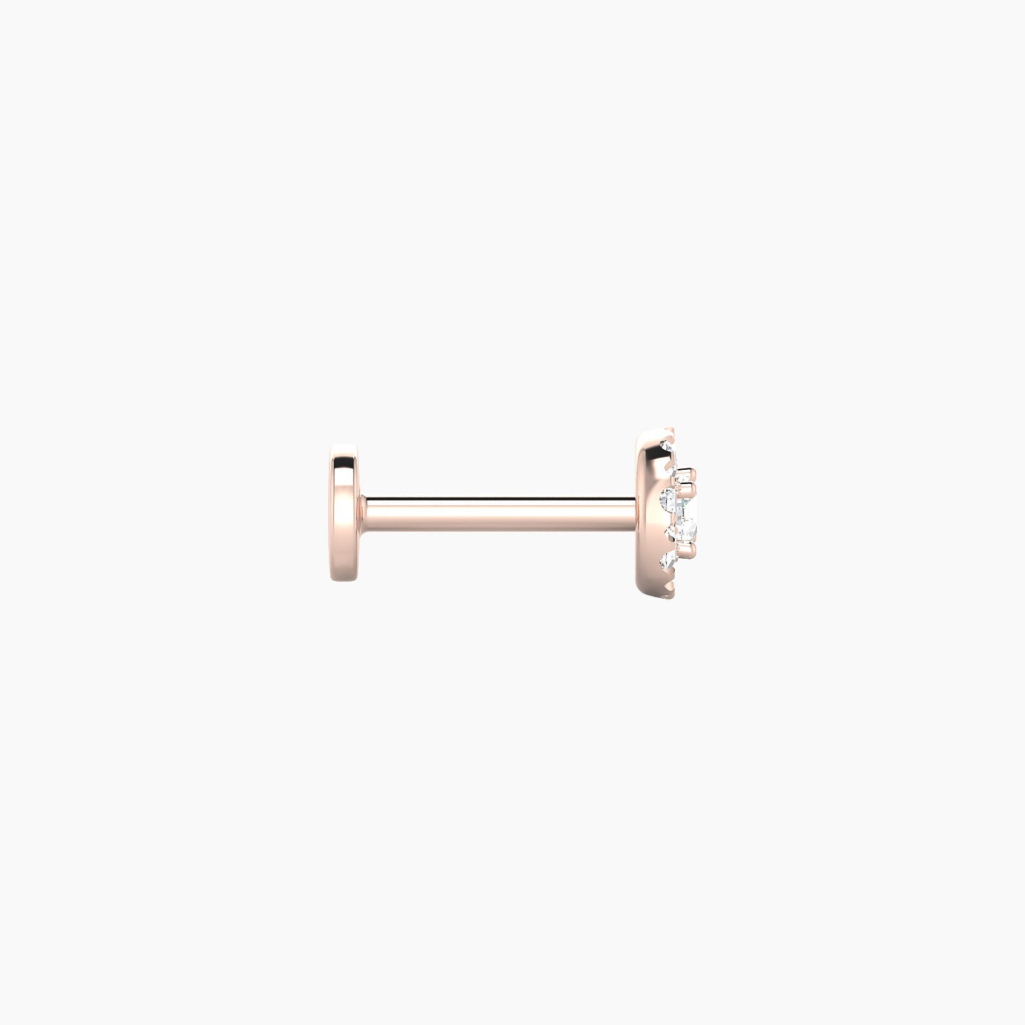 Eirene | 18k Rose Gold 4.5 mm 6.5 mm Halo Round Diamond Piercing