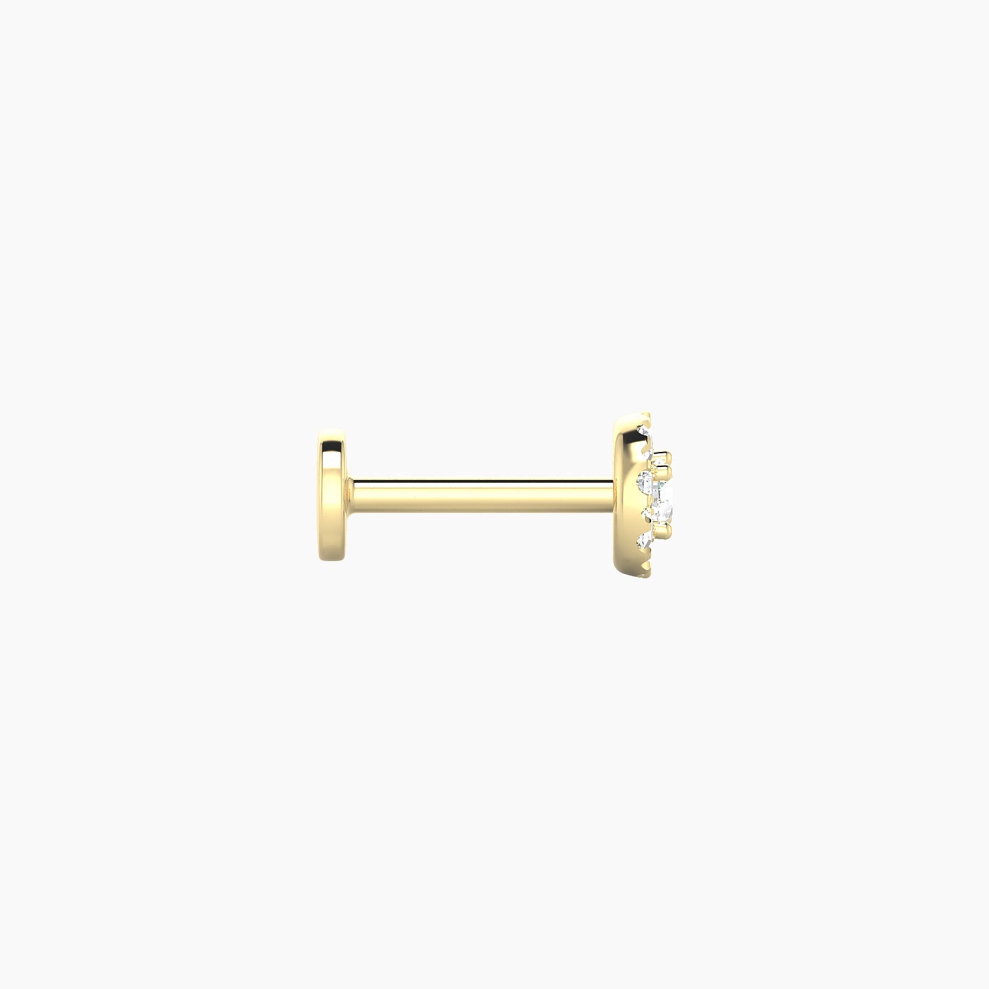 Eirene | 18k Yellow Gold 4.5 mm 6.5 mm Halo Round Diamond Piercing