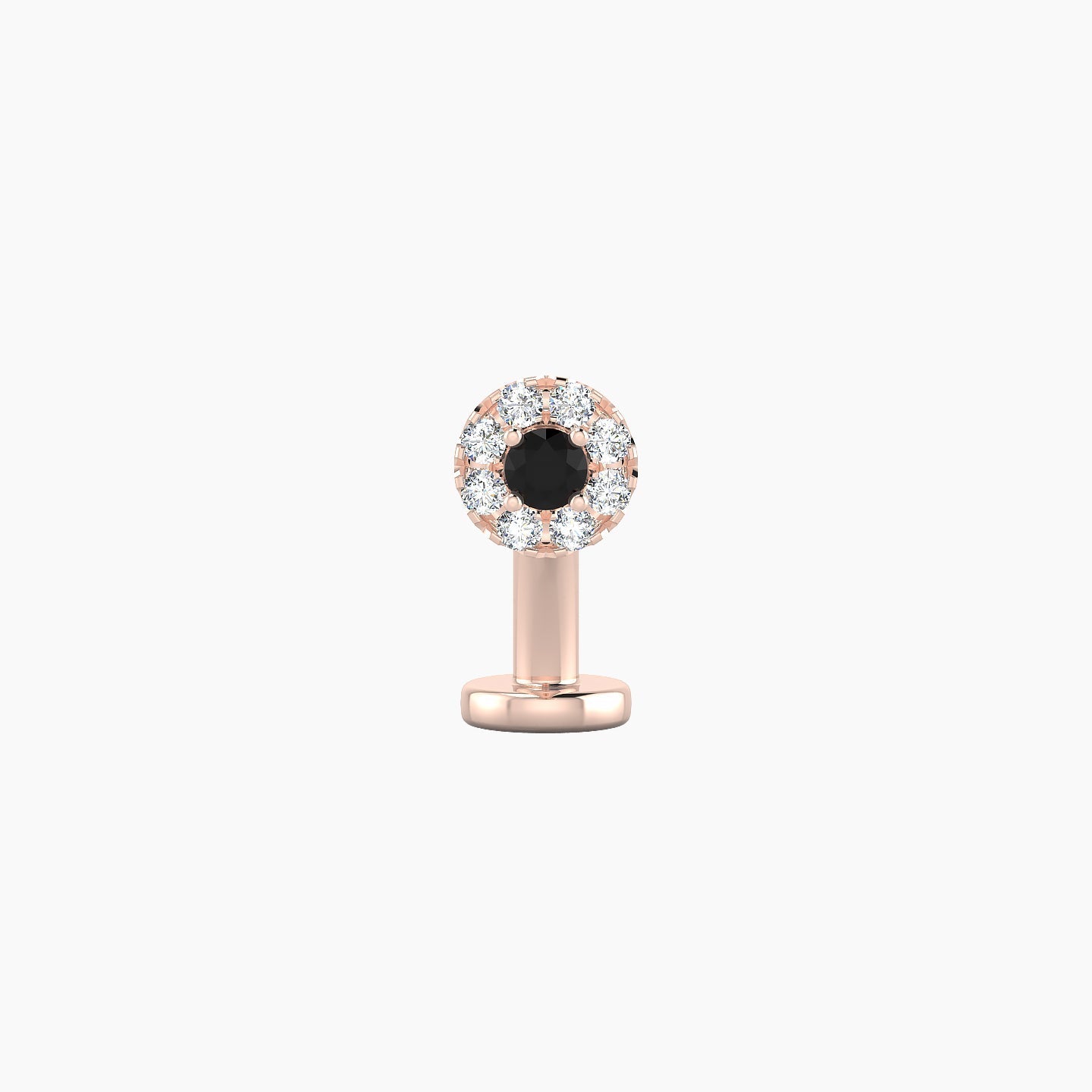 Eirene | 18k Rose Gold 8 mm 4.5 mm Halo Round Black Diamond & Diamond Floating Navel Piercing