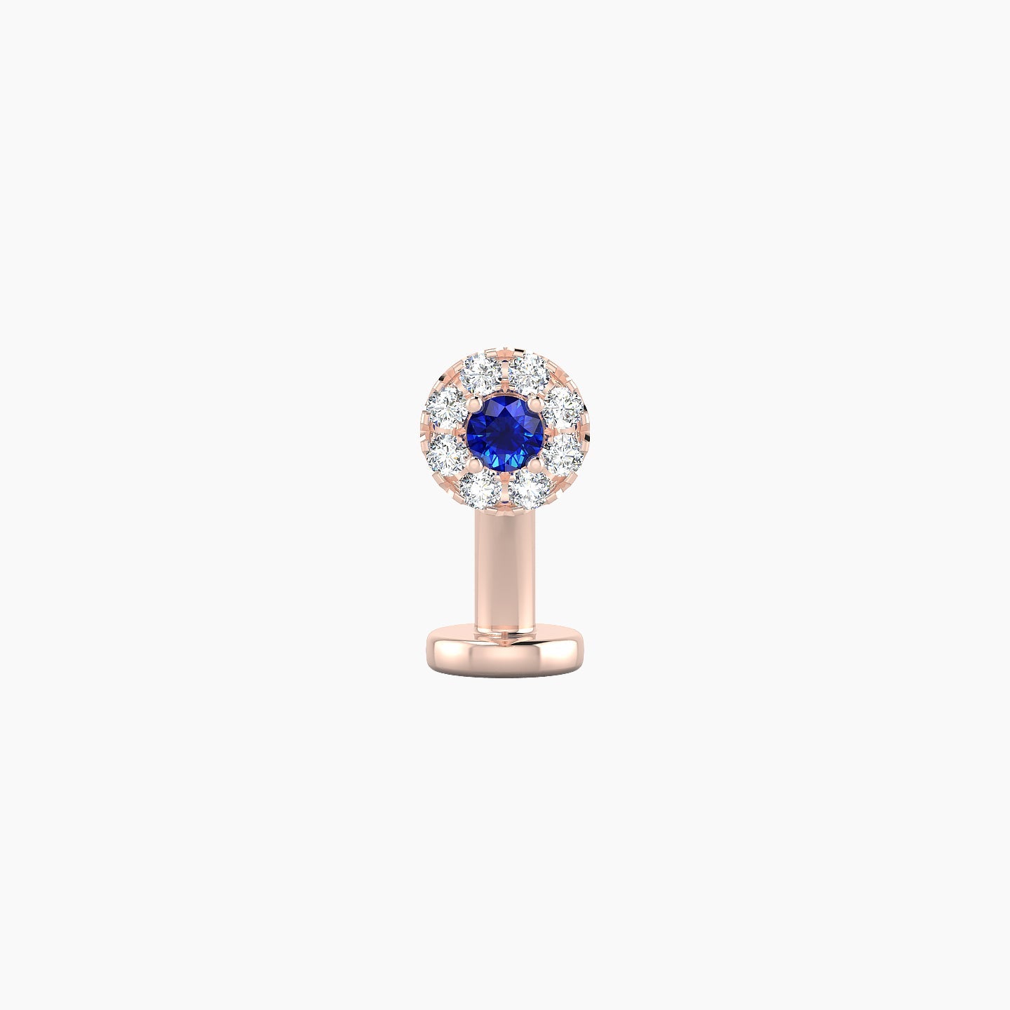 Eirene | 18k Rose Gold 8 mm 5 mm Halo Round Sapphire & Diamond Floating Navel Piercing