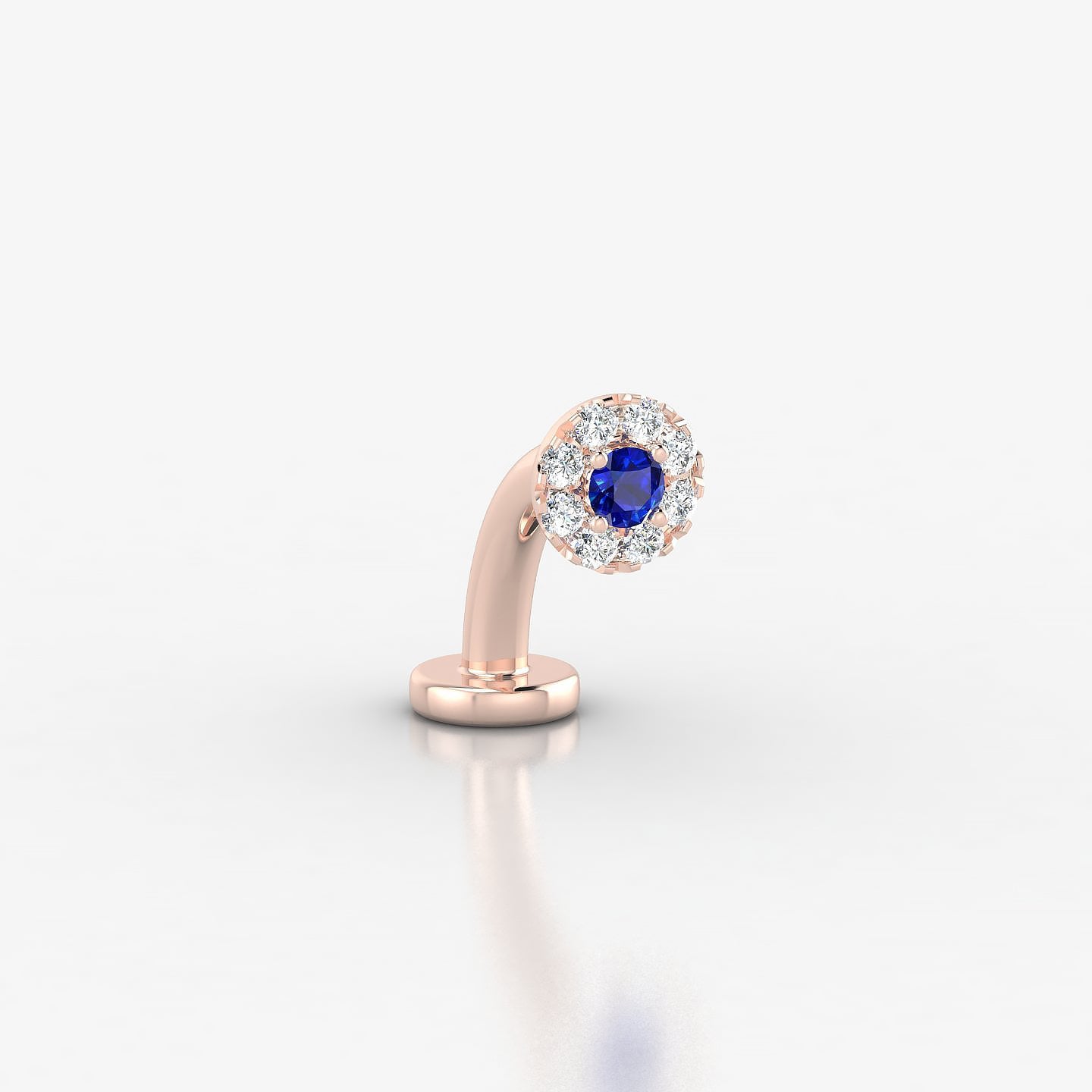 Eirene | 18k Rose Gold 8 mm 5 mm Halo Round Sapphire & Diamond Floating Navel Piercing