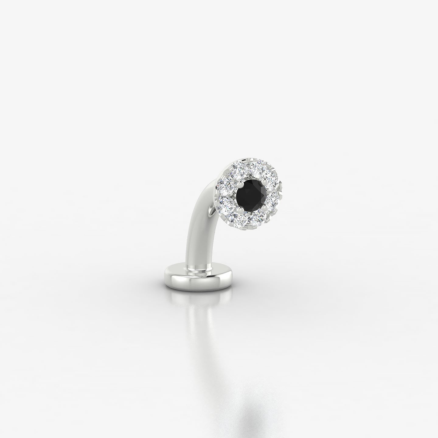 Eirene | 18k White Gold 8 mm 4.5 mm Halo Round Black Diamond & Diamond Floating Navel Piercing