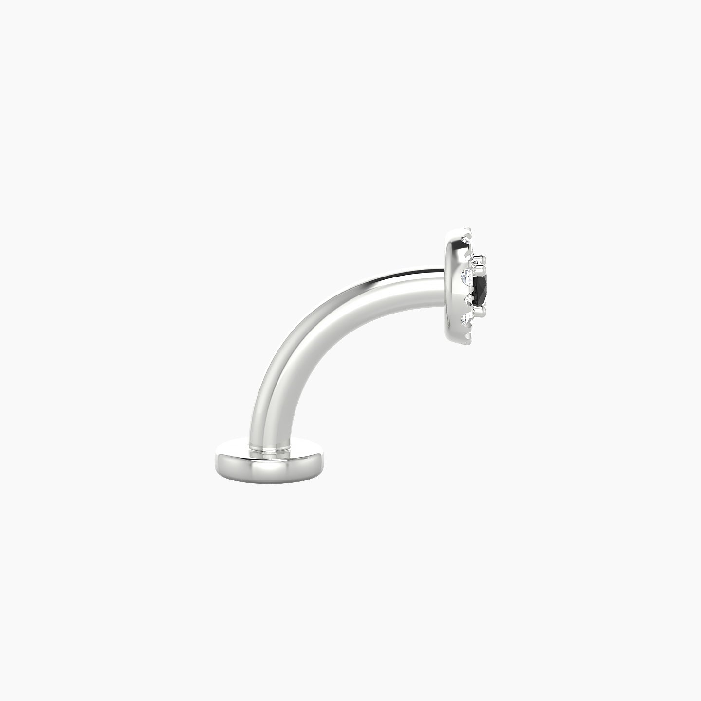 Eirene | 18k White Gold 8 mm 4.5 mm Halo Round Black Diamond & Diamond Floating Navel Piercing