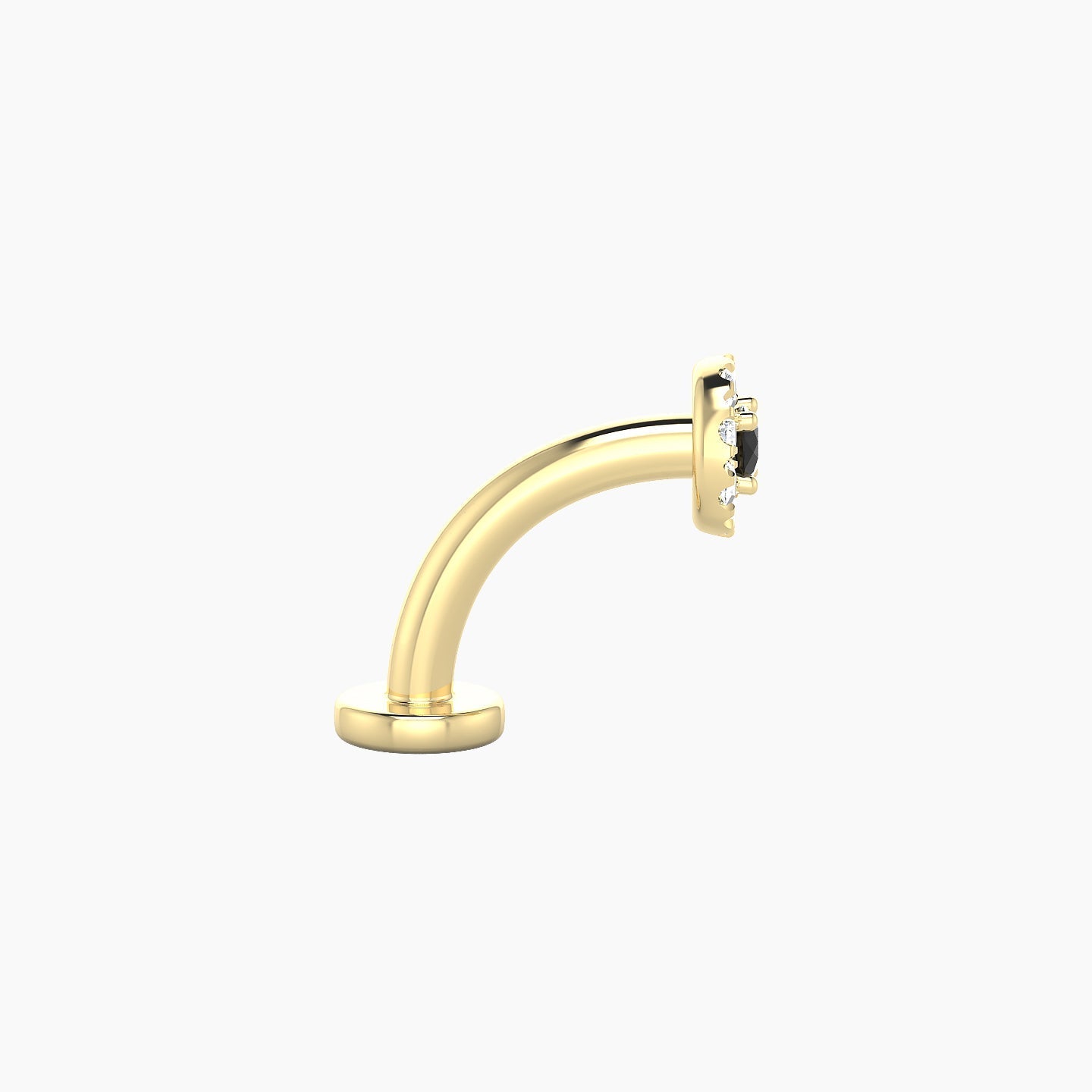 Eirene | 18k Yellow Gold 8 mm 4.5 mm Halo Round Black Diamond & Diamond Floating Navel Piercing