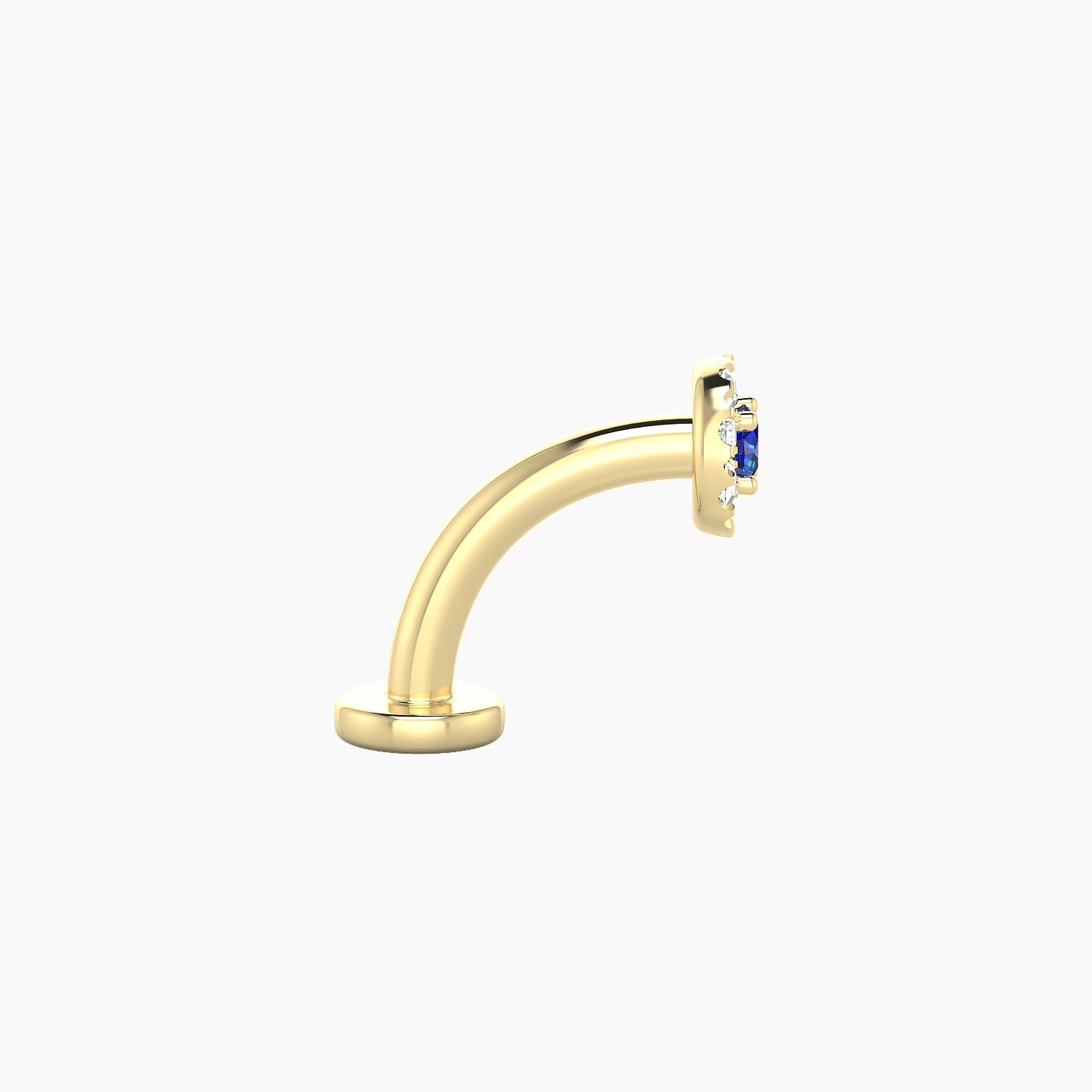 Eirene | 18k Yellow Gold 8 mm 5 mm Halo Round Sapphire & Diamond Floating Navel Piercing