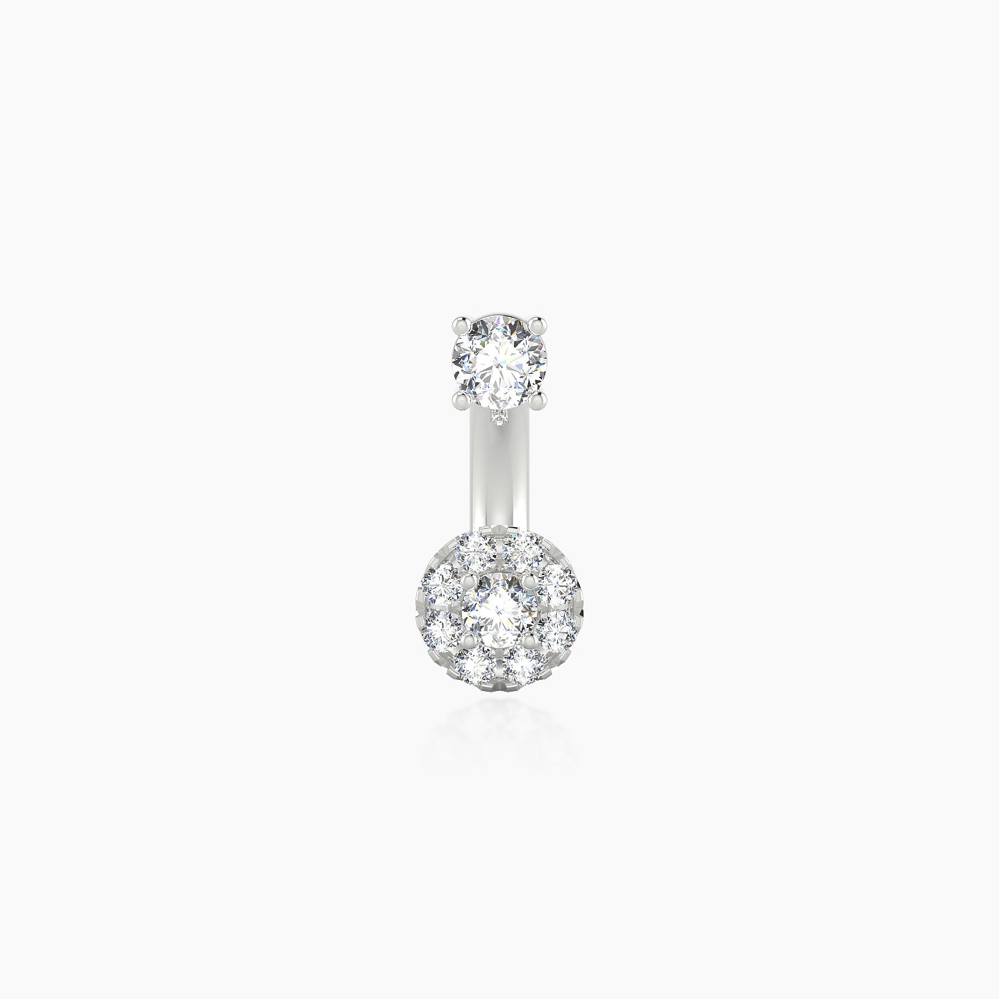 Eirene | 18k White Gold 8 mm 5 mm Halo Round Diamond Navel Piercing