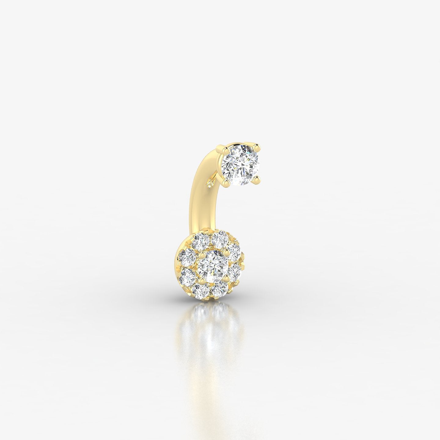Eirene | 18k Yellow Gold 8 mm 5 mm Halo Round Diamond Navel Piercing