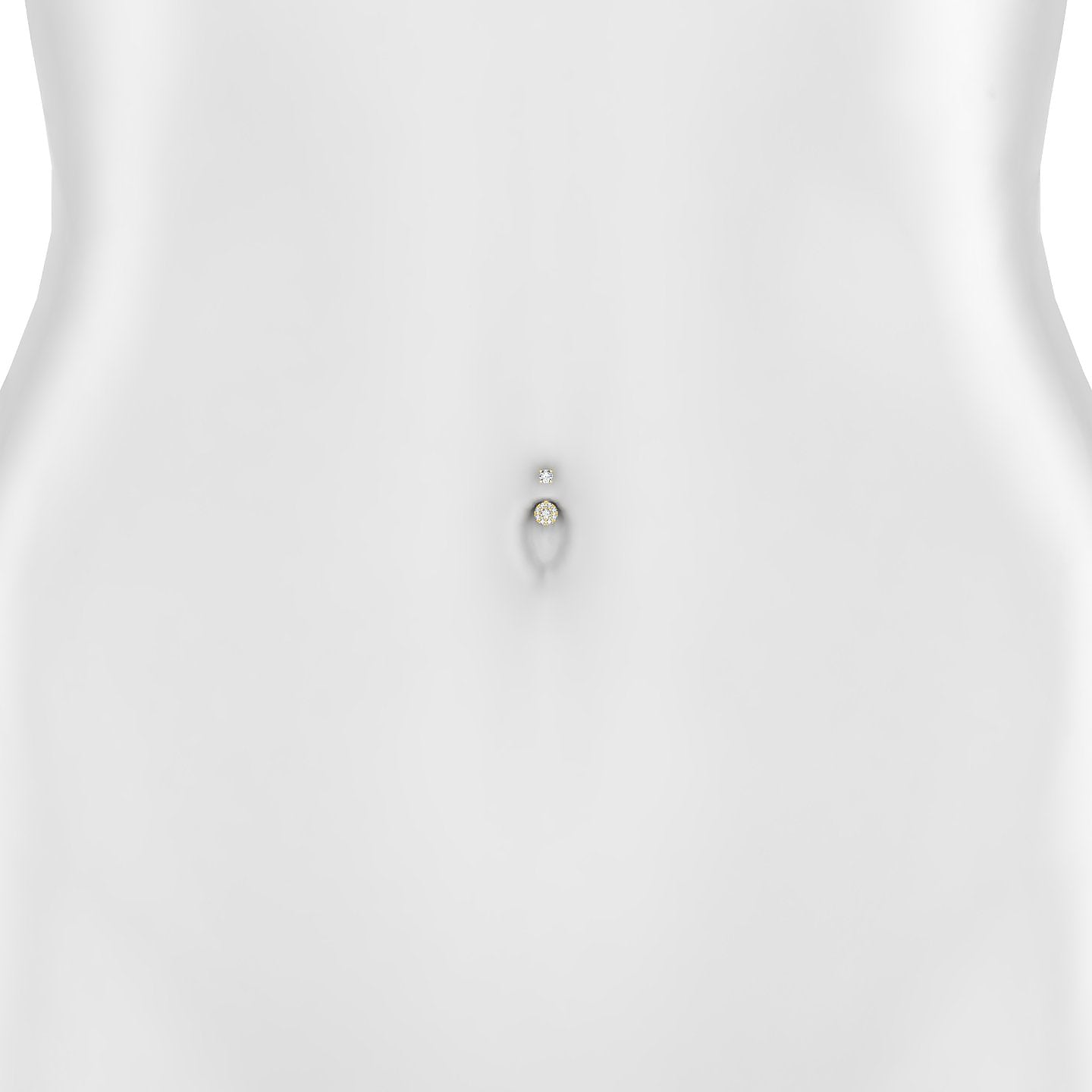 Eirene | 18k Yellow Gold 8 mm 5 mm Halo Round Diamond Navel Piercing