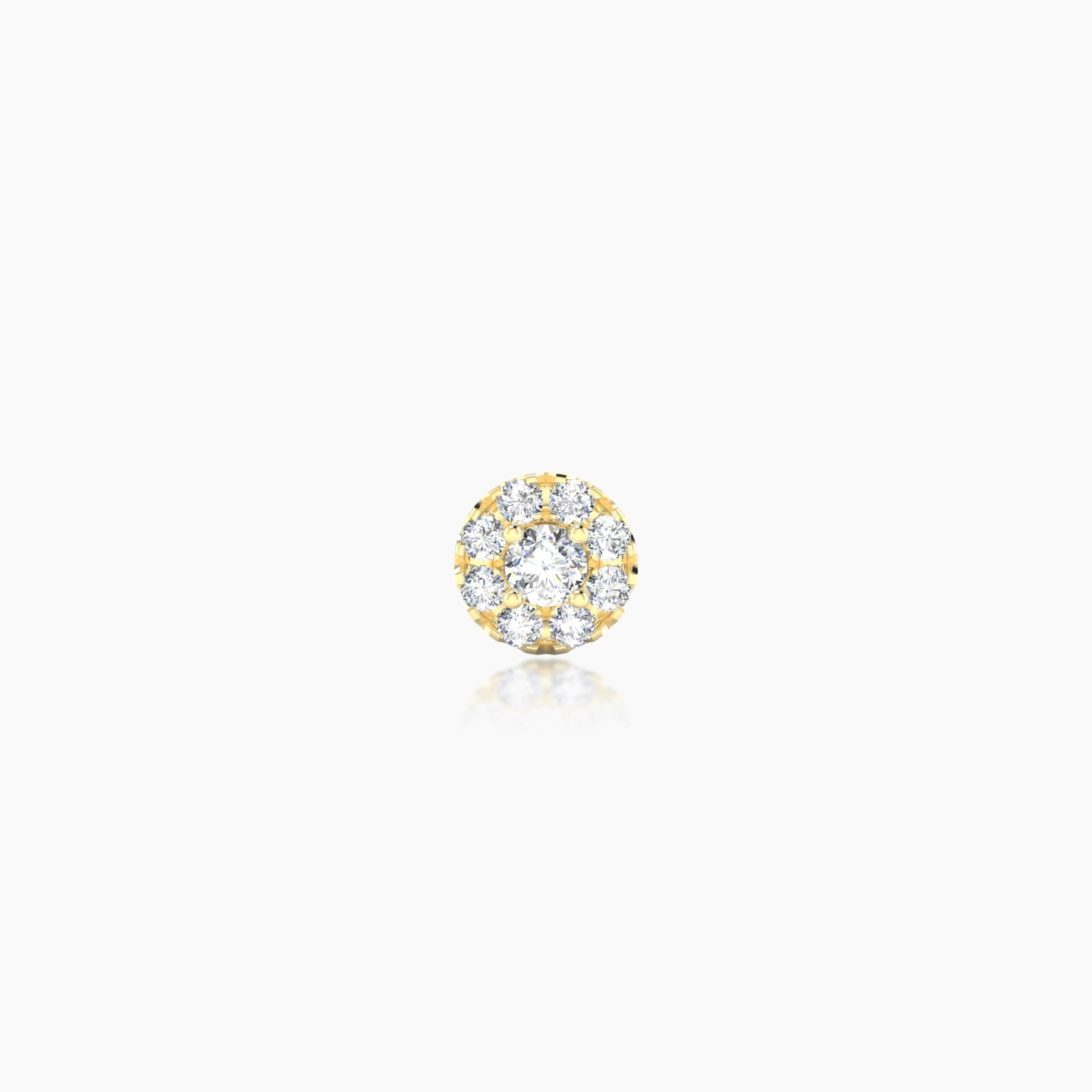 Eirene | 18k Yellow Gold 4.5 mm 8 mm Halo Round Diamond Piercing