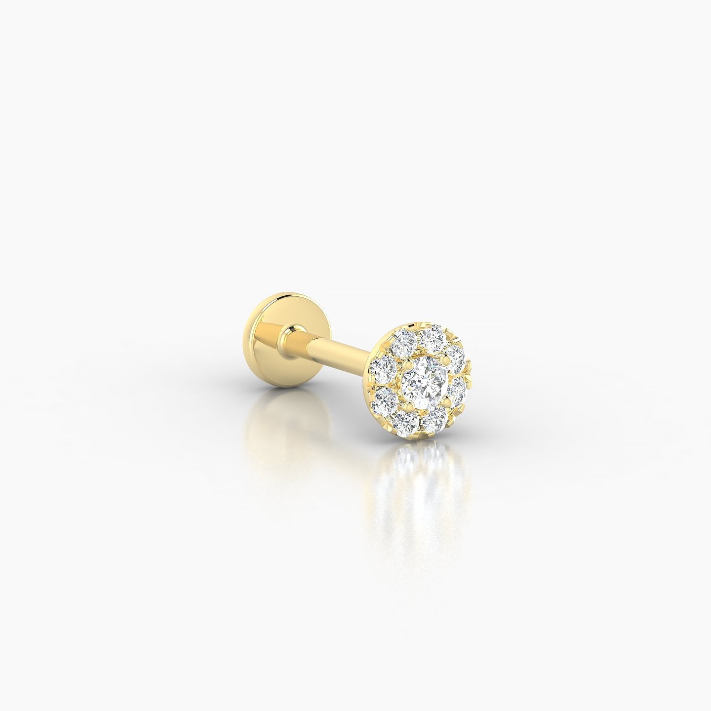 Eirene | 18k Yellow Gold 4.5 mm 8 mm Halo Round Diamond Piercing