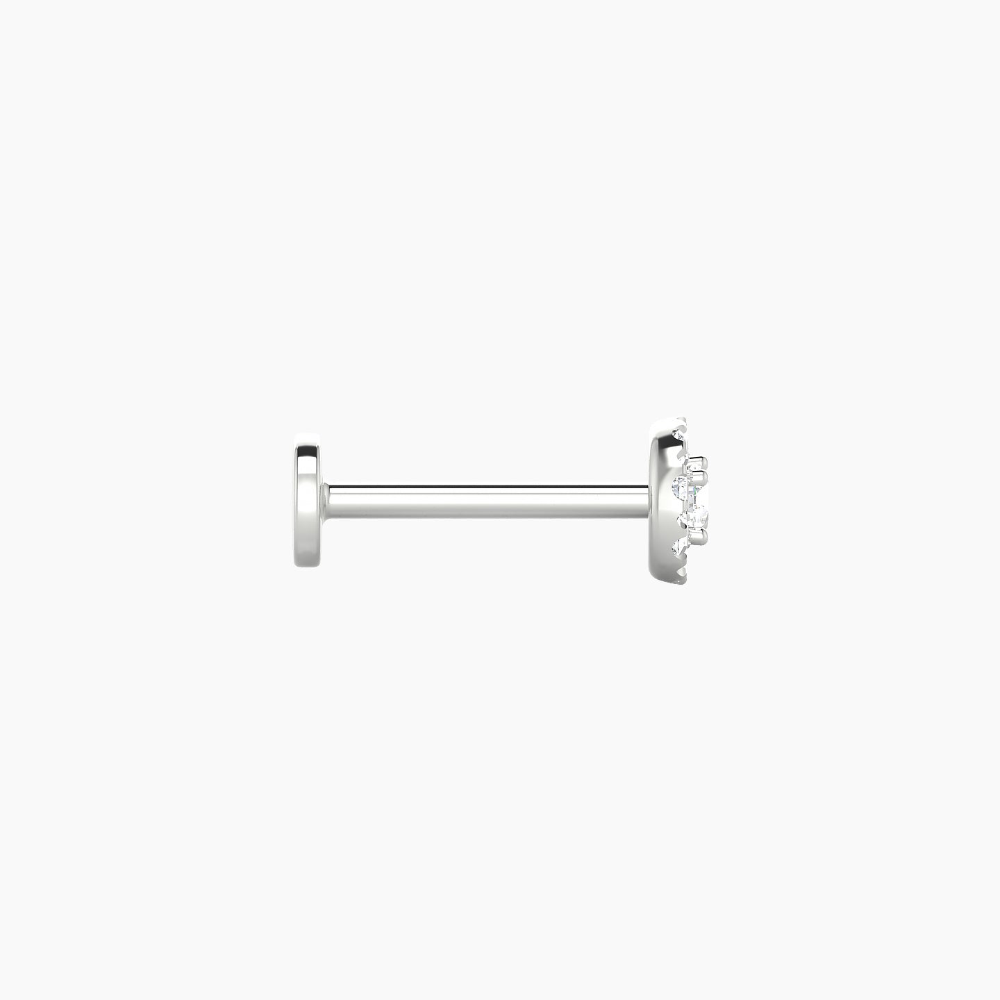 Eirene | 18k White Gold 4.5 mm 8 mm Halo Round Diamond Piercing