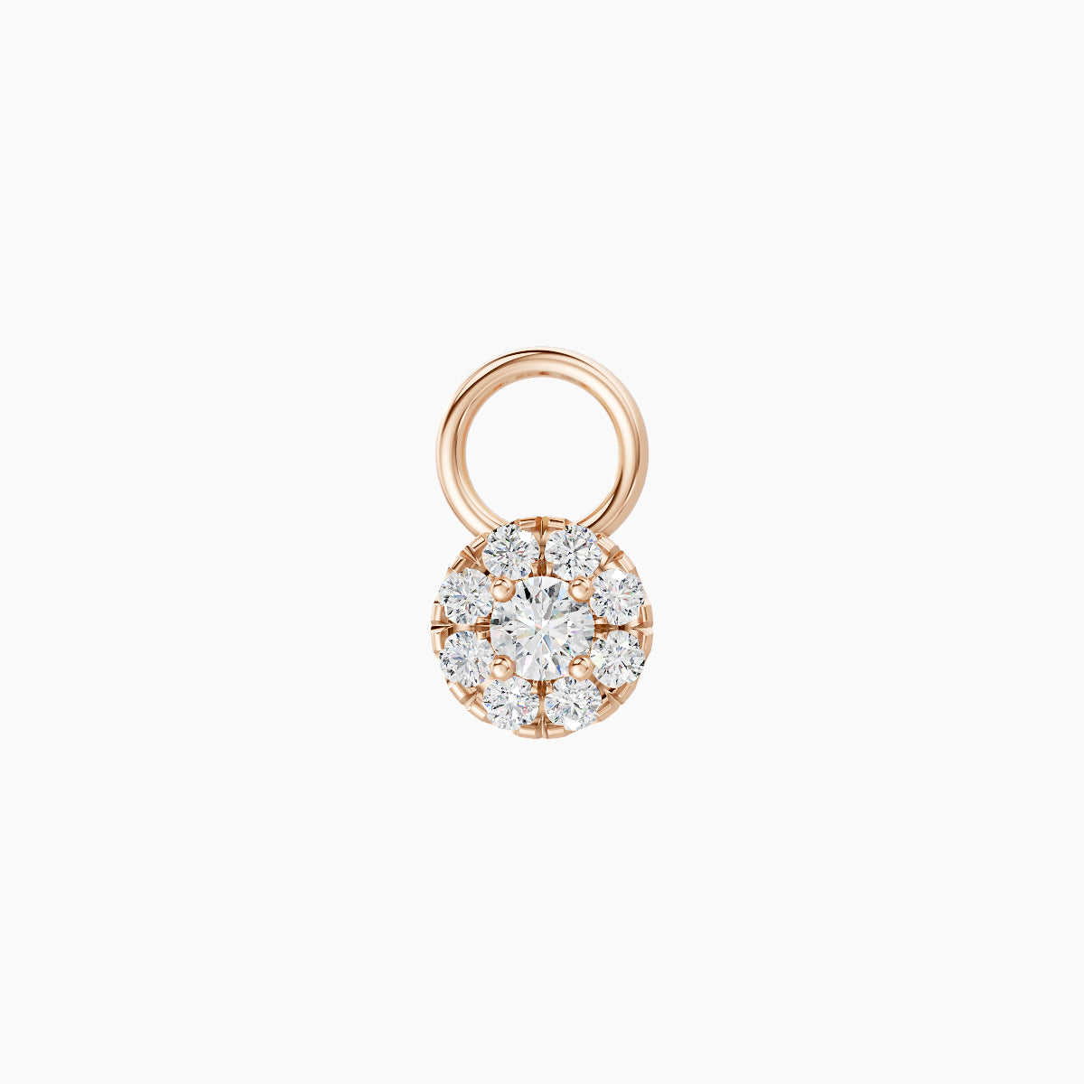 Eirene | 18k Rose Gold 4.5 mm Halo Round Diamond Charm