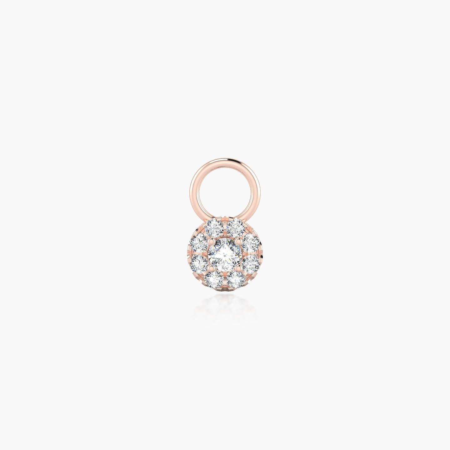 Eirene | 18k Rose Gold 4.5 mm Halo Round Diamond Charm