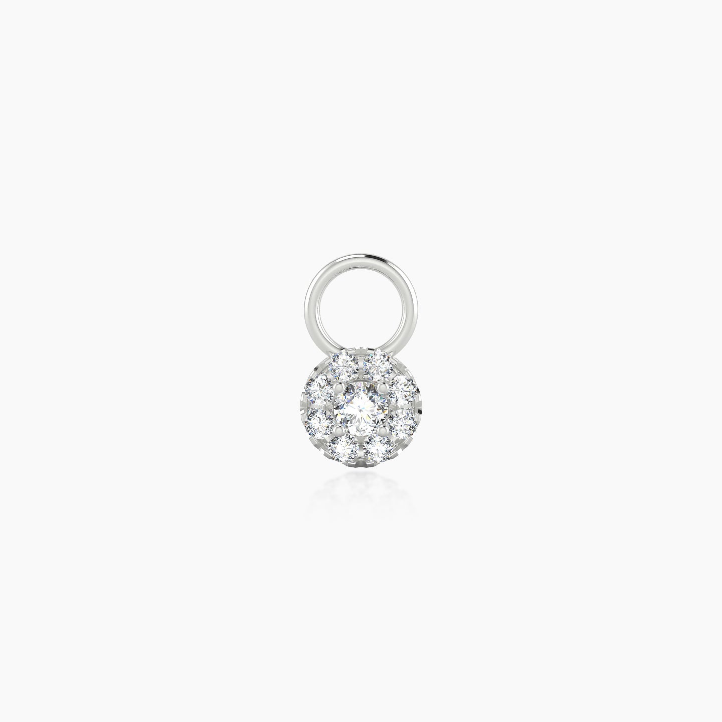Eirene | 18k White Gold 4.5 mm Halo Round Diamond Charm