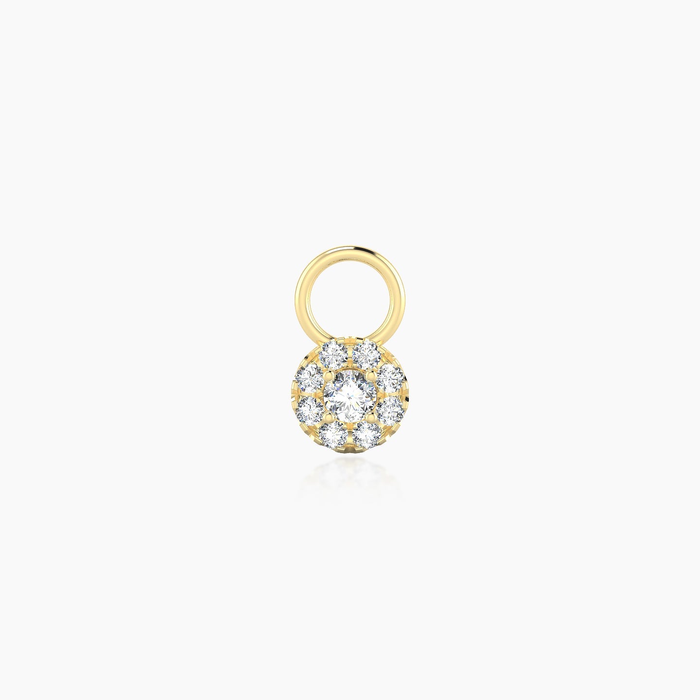 Eirene | 18k Yellow Gold 4.5 mm Halo Round Diamond Charm