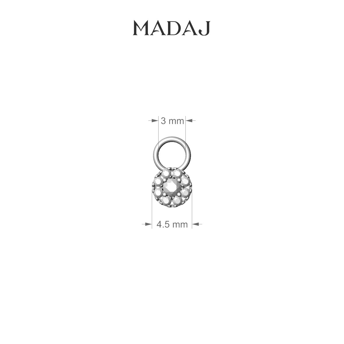 Eirene | 18k Rose Gold 4.5 mm Halo Round Diamond Charm