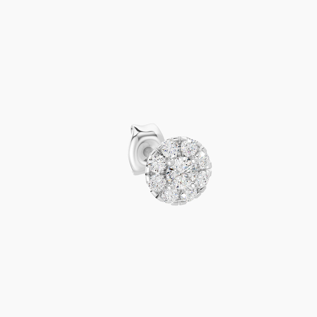 Eirene | 18k White Gold 4.5 mm Halo Round Diamond Earring