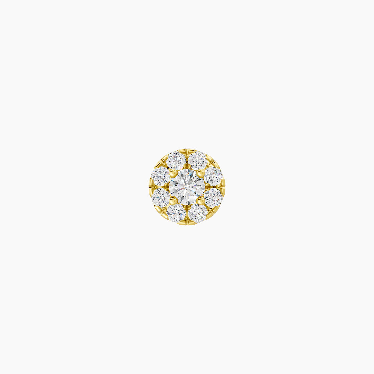 Eirene | 18k Yellow Gold 4.5 mm Halo Round Diamond Earring