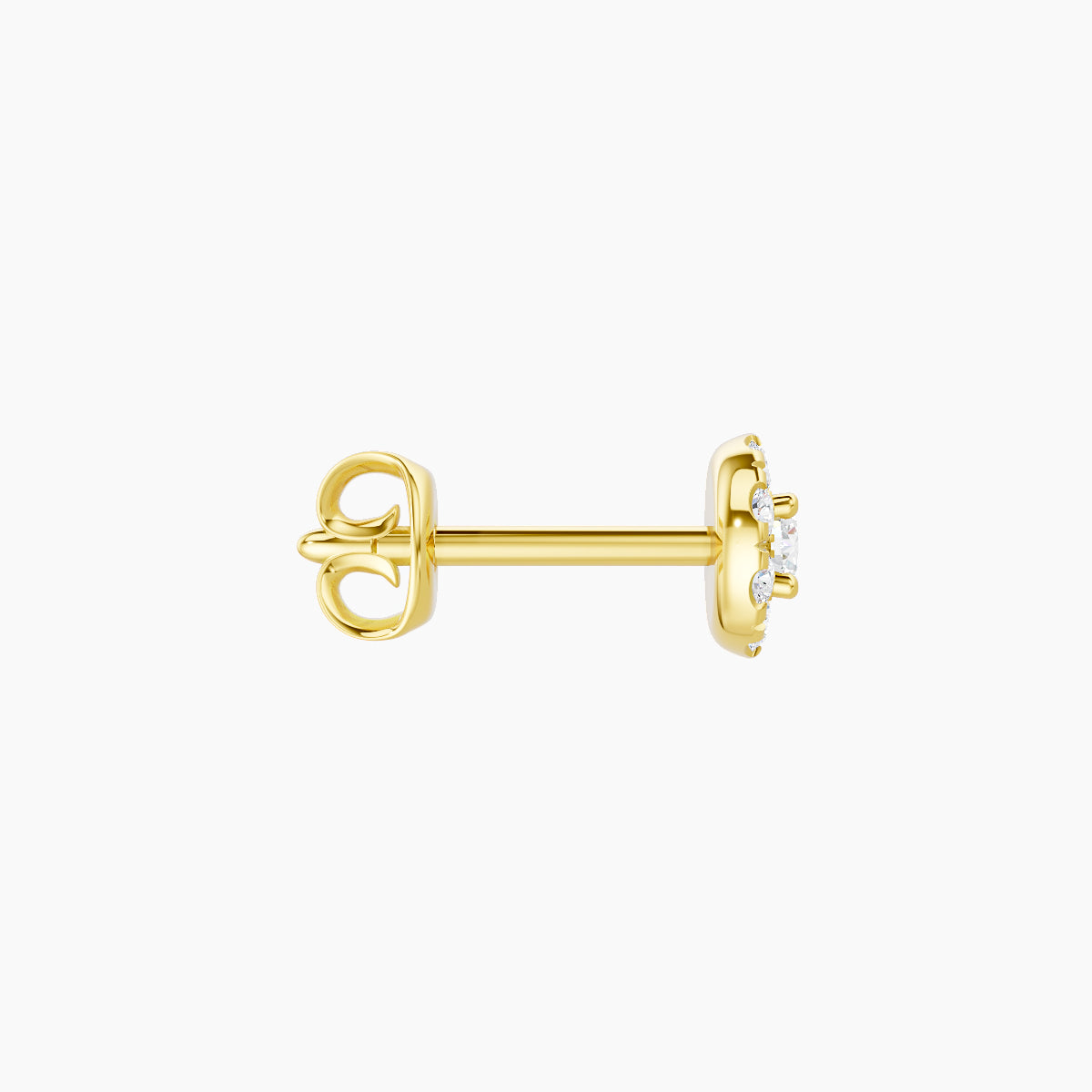 Eirene | 18k Yellow Gold 4.5 mm Halo Round Diamond Earring