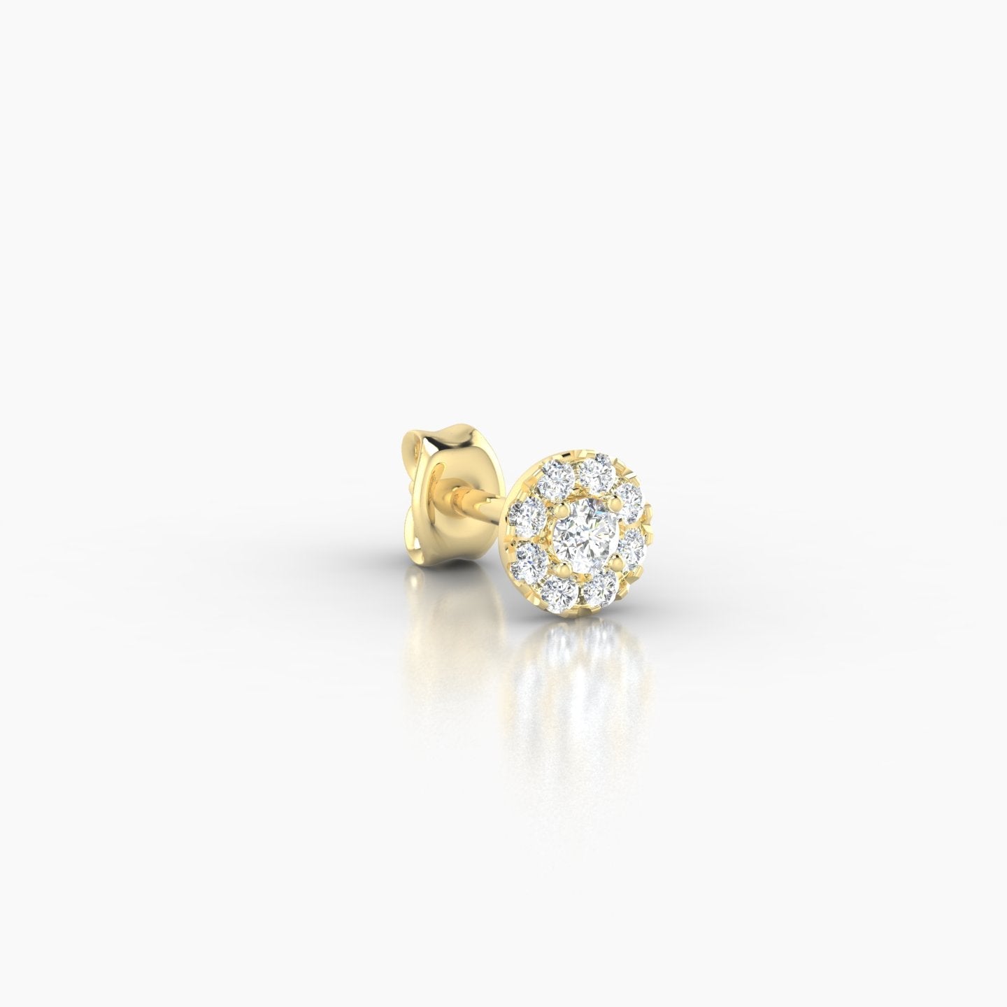 Eirene | 18k Yellow Gold 4.5 mm Halo Round Diamond Earring