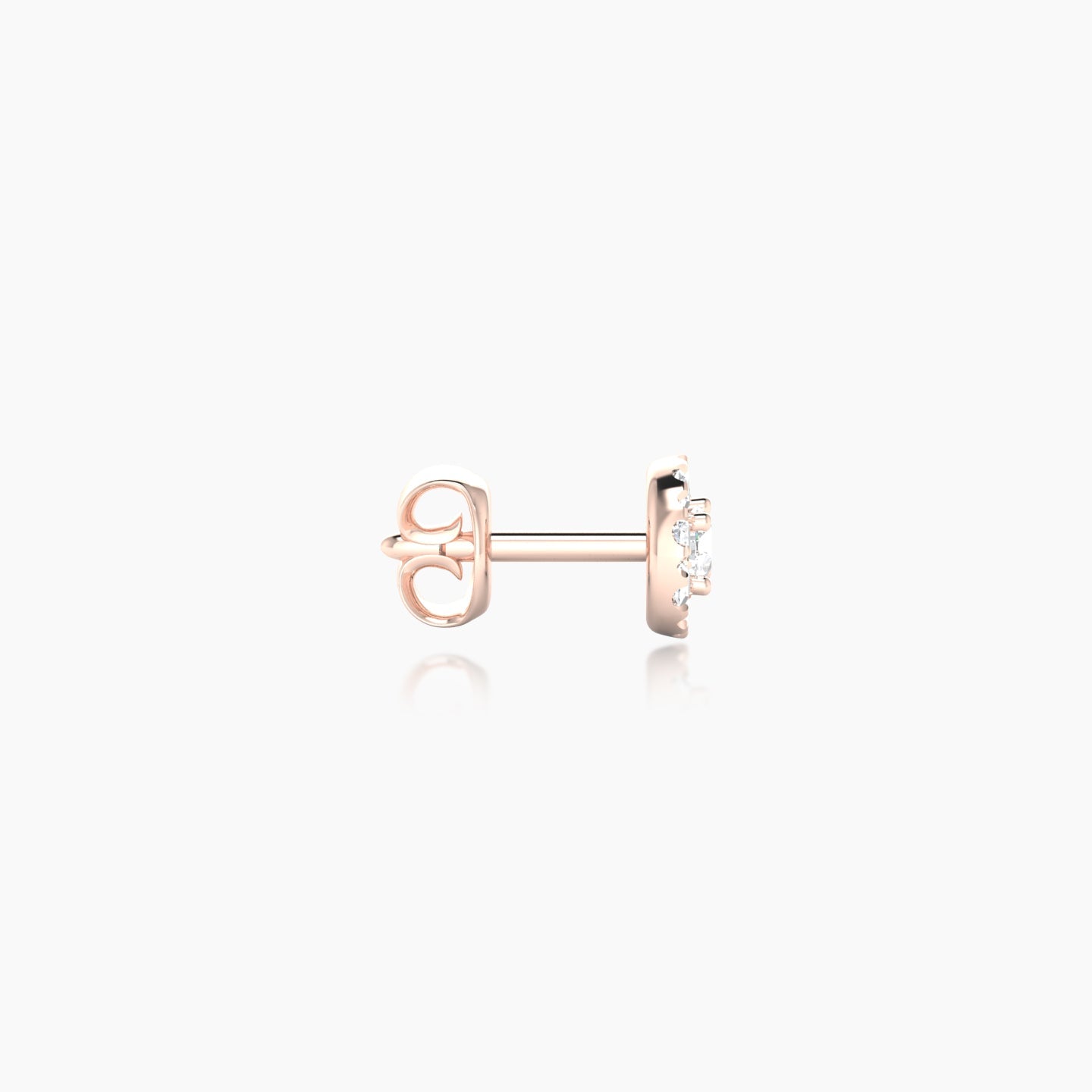 Eirene | 18k Rose Gold 4.5 mm Halo Round Diamond Earring