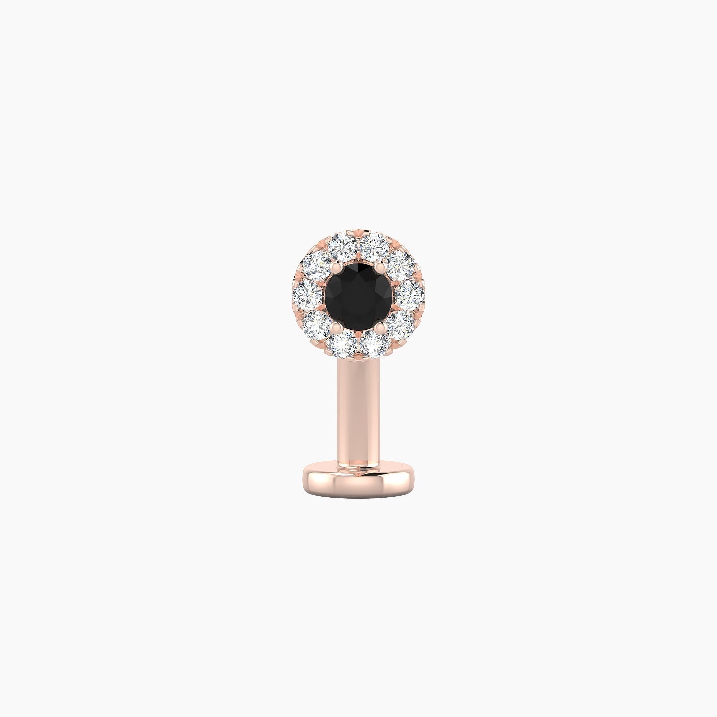 Eirene | 18k Rose Gold 10 mm 5 mm Halo Round Black Diamond & Diamond Floating Navel Piercing