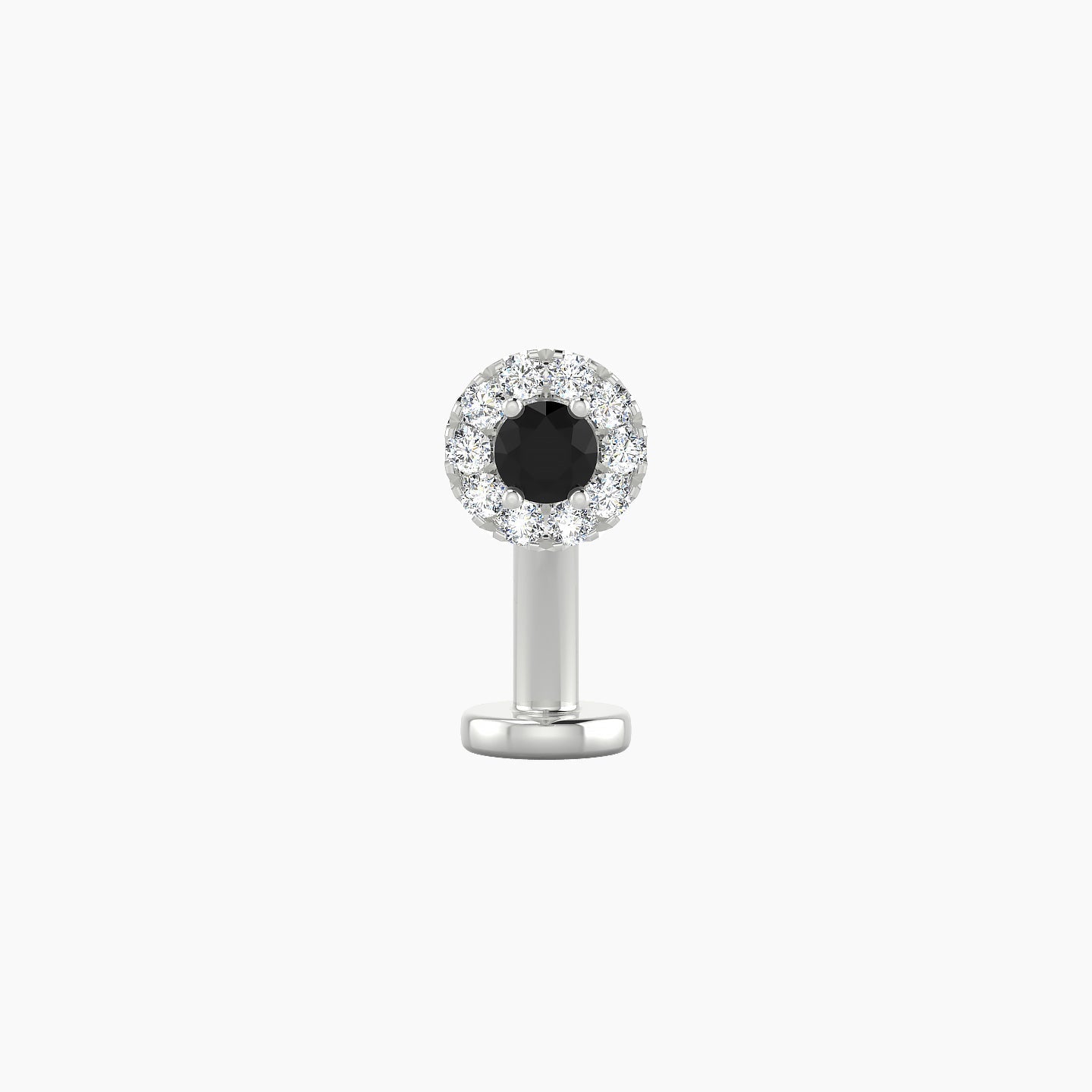 Eirene | 18k White Gold 10 mm 5 mm Halo Round Black Diamond & Diamond Floating Navel Piercing