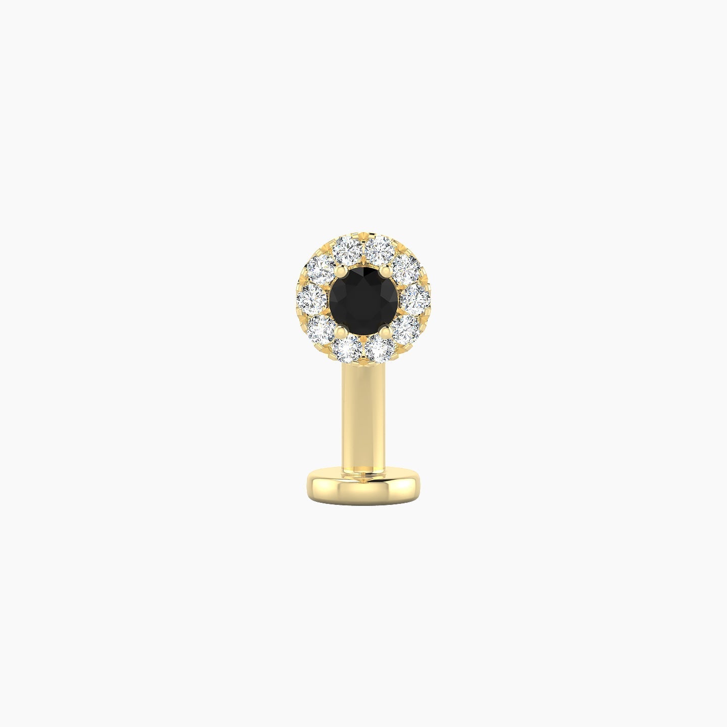 Eirene | 18k Yellow Gold 10 mm 5 mm Halo Round Black Diamond & Diamond Floating Navel Piercing