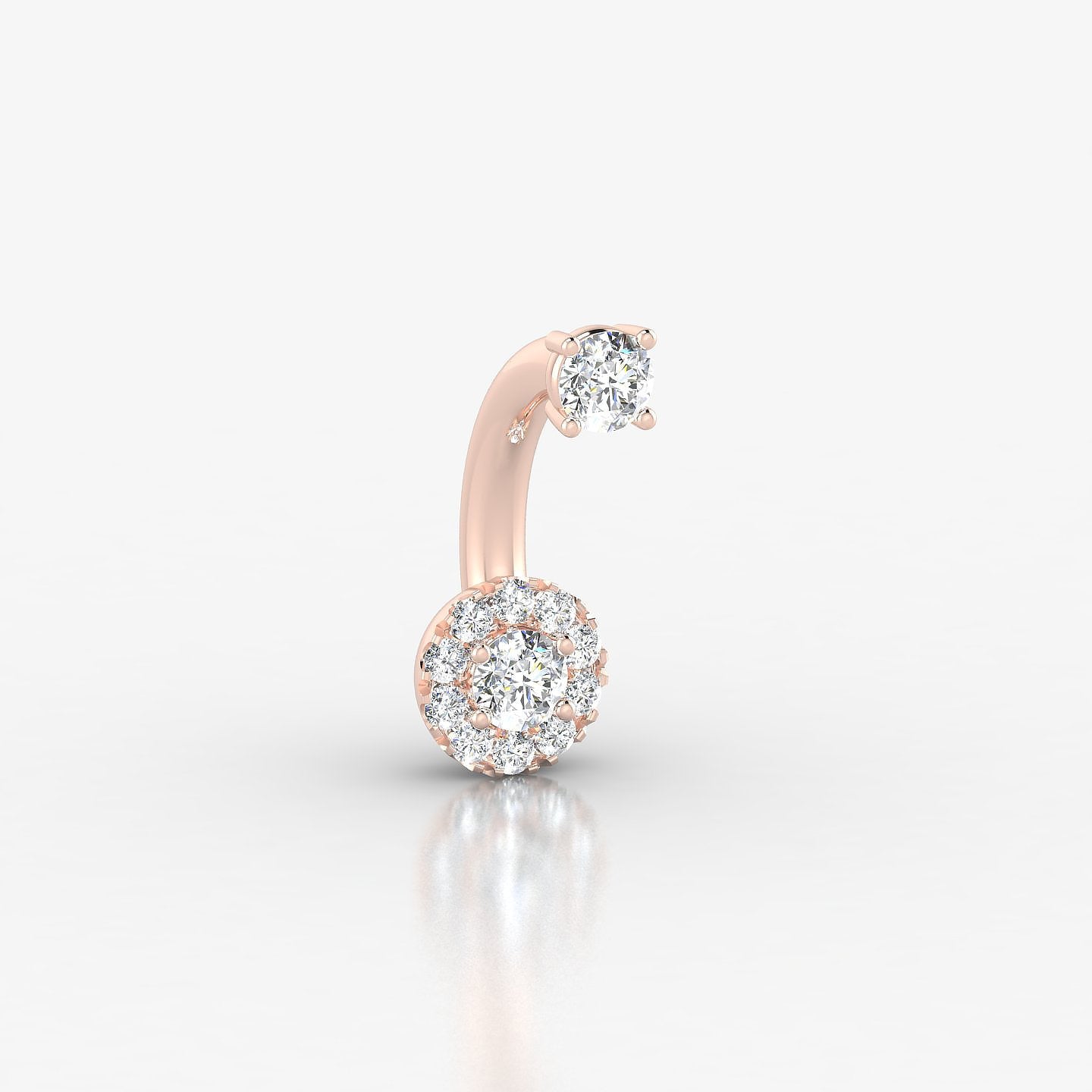 Eirene | 18k Rose Gold 10 mm 5.5 mm Halo Round Diamond Navel Piercing