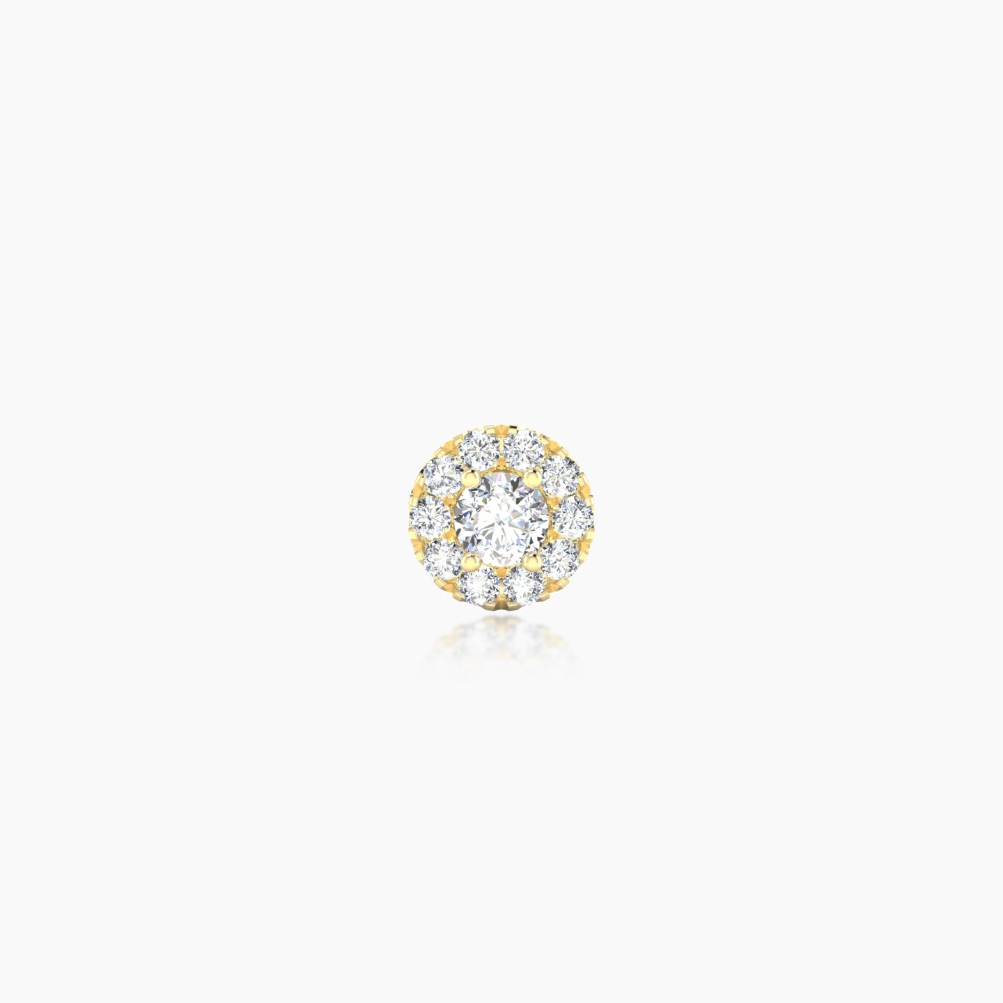Eirene | 18k Yellow Gold 5 mm 5 mm Halo Round Diamond Piercing