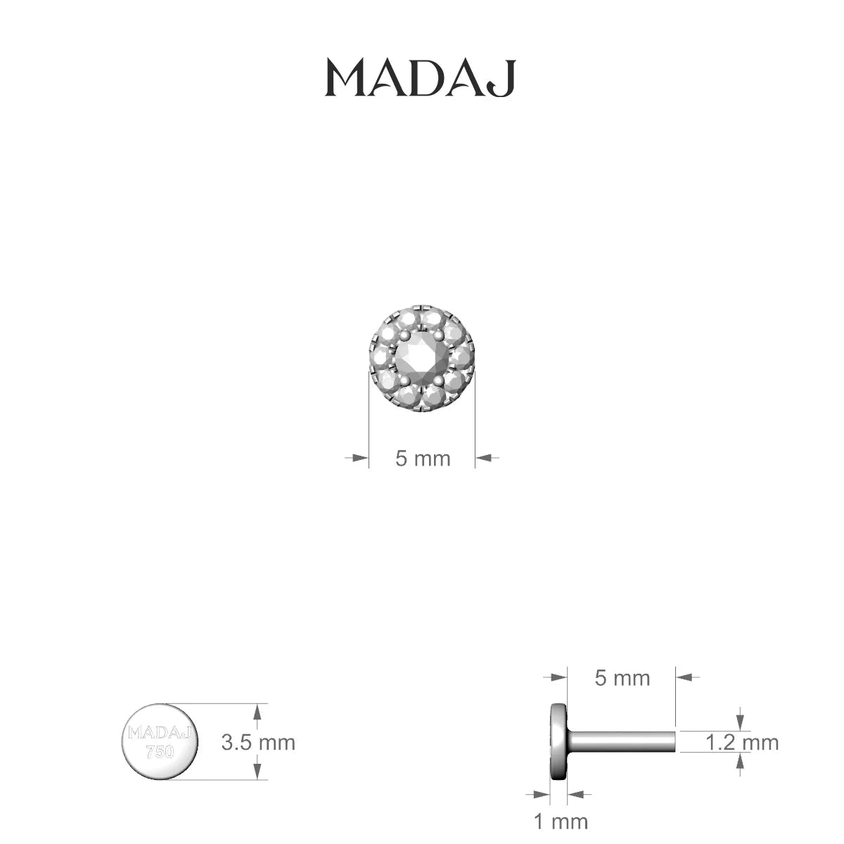 Eirene | 18k Rose Gold 5 mm 5 mm Halo Round Diamond Piercing