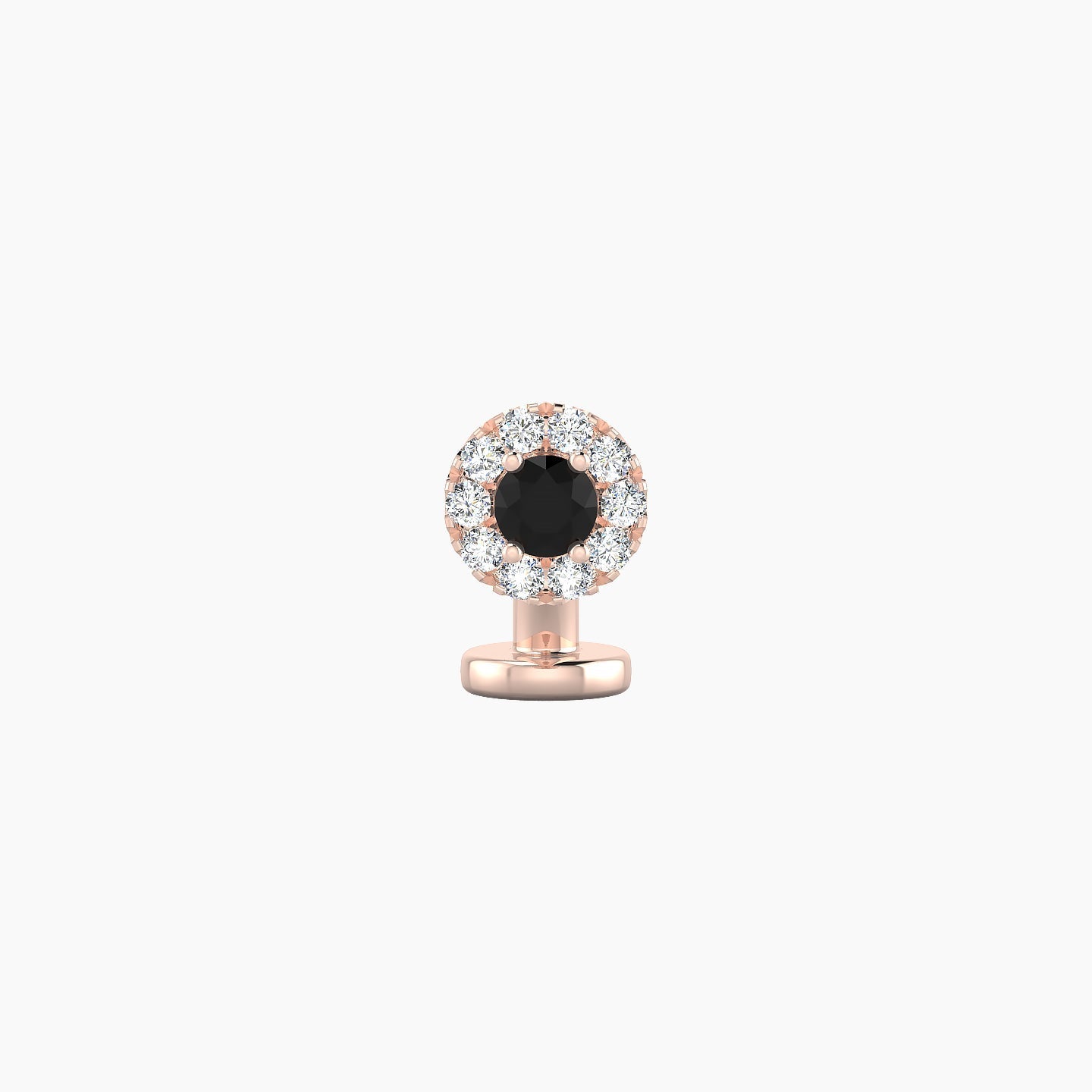 Eirene | 18k Rose Gold 6 mm 5 mm Halo Round Black Diamond & Diamond Floating Navel Piercing