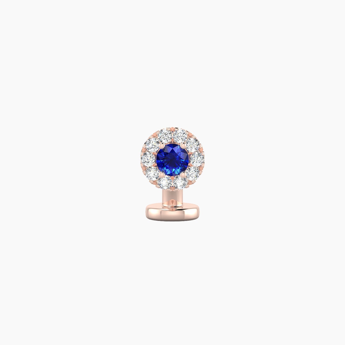 Eirene | 18k Rose Gold 6 mm 5.5 mm Halo Round Sapphire & Diamond Floating Navel Piercing