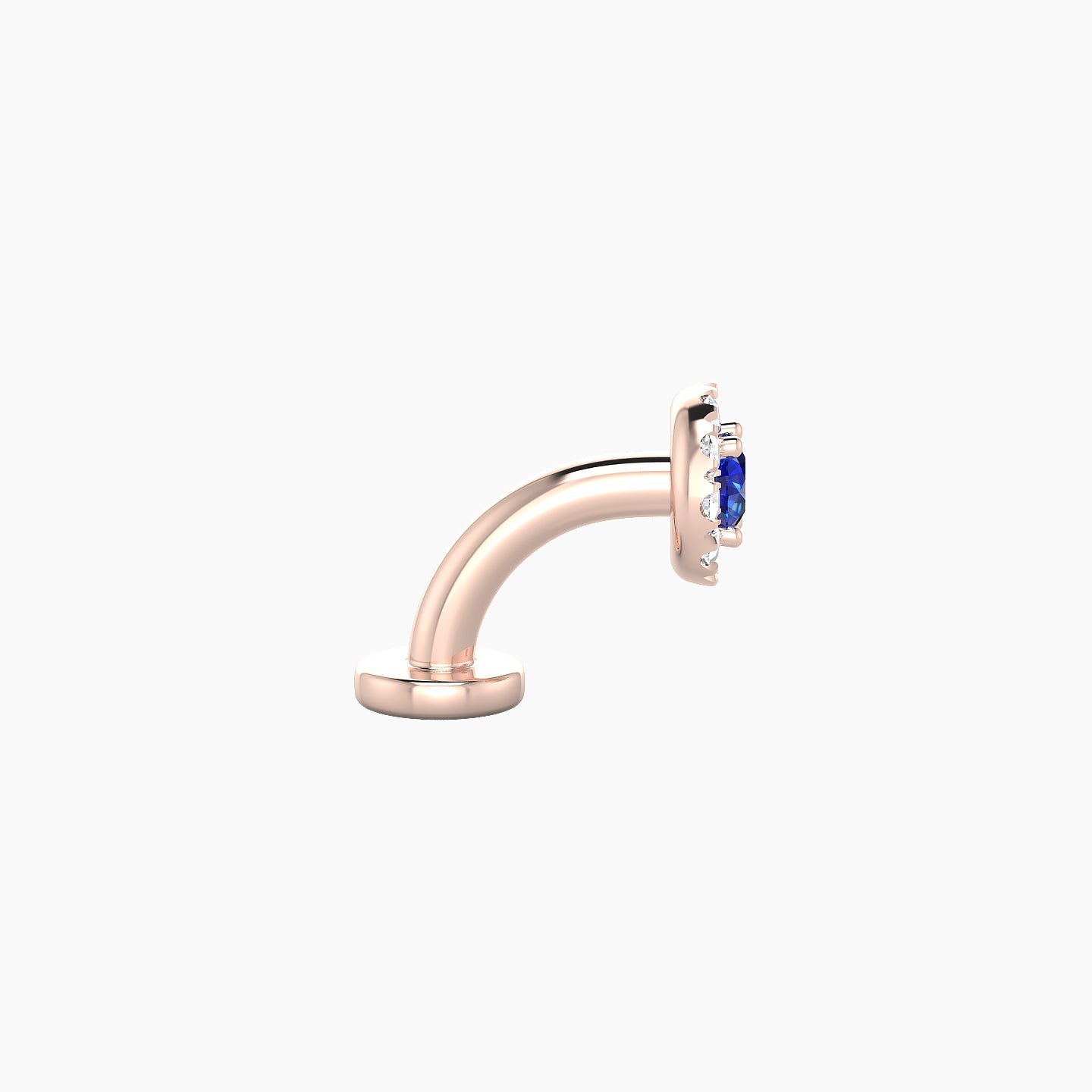 Eirene | 18k Rose Gold 6 mm 5.5 mm Halo Round Sapphire & Diamond Floating Navel Piercing