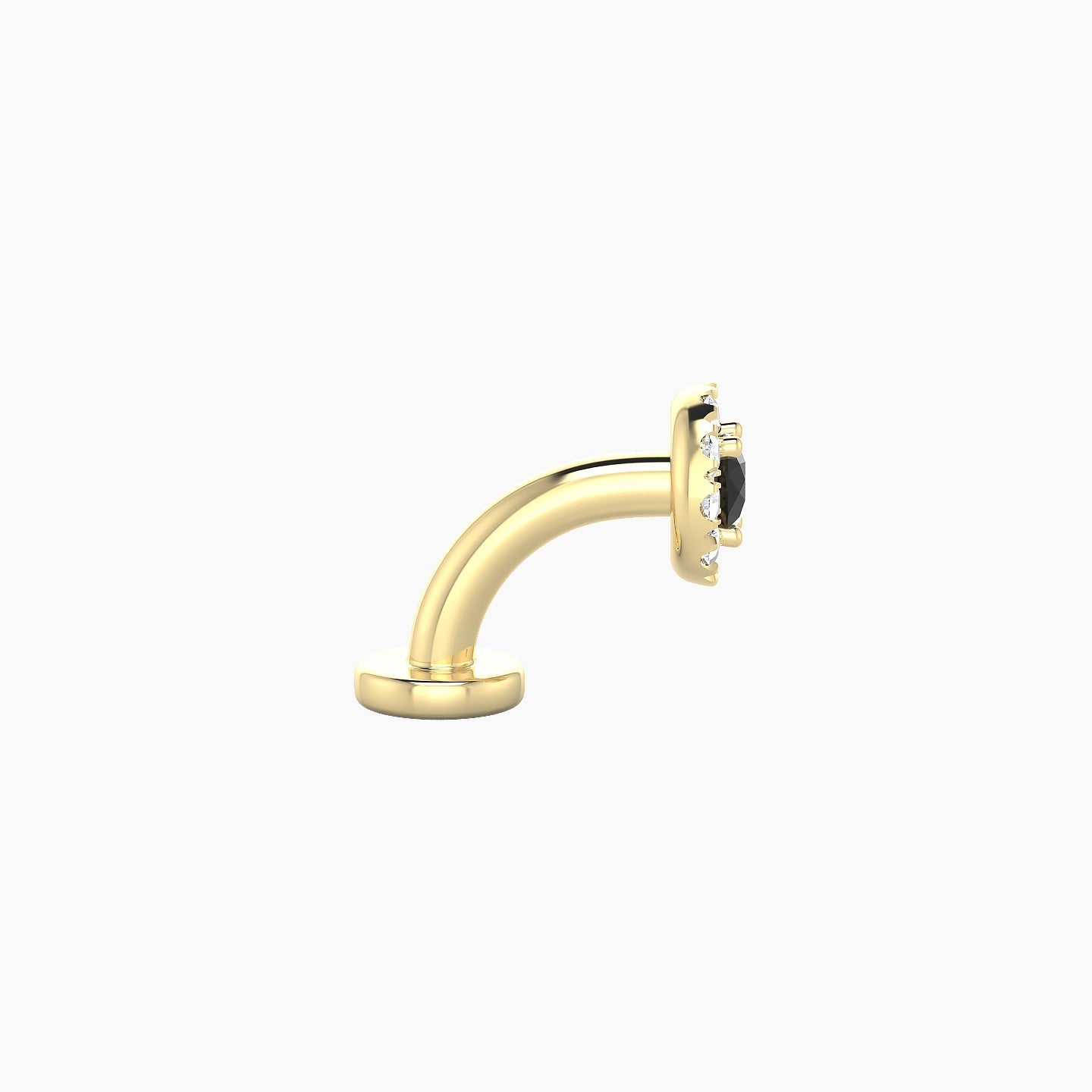 Eirene | 18k Yellow Gold 6 mm 5 mm Halo Round Black Diamond & Diamond Floating Navel Piercing