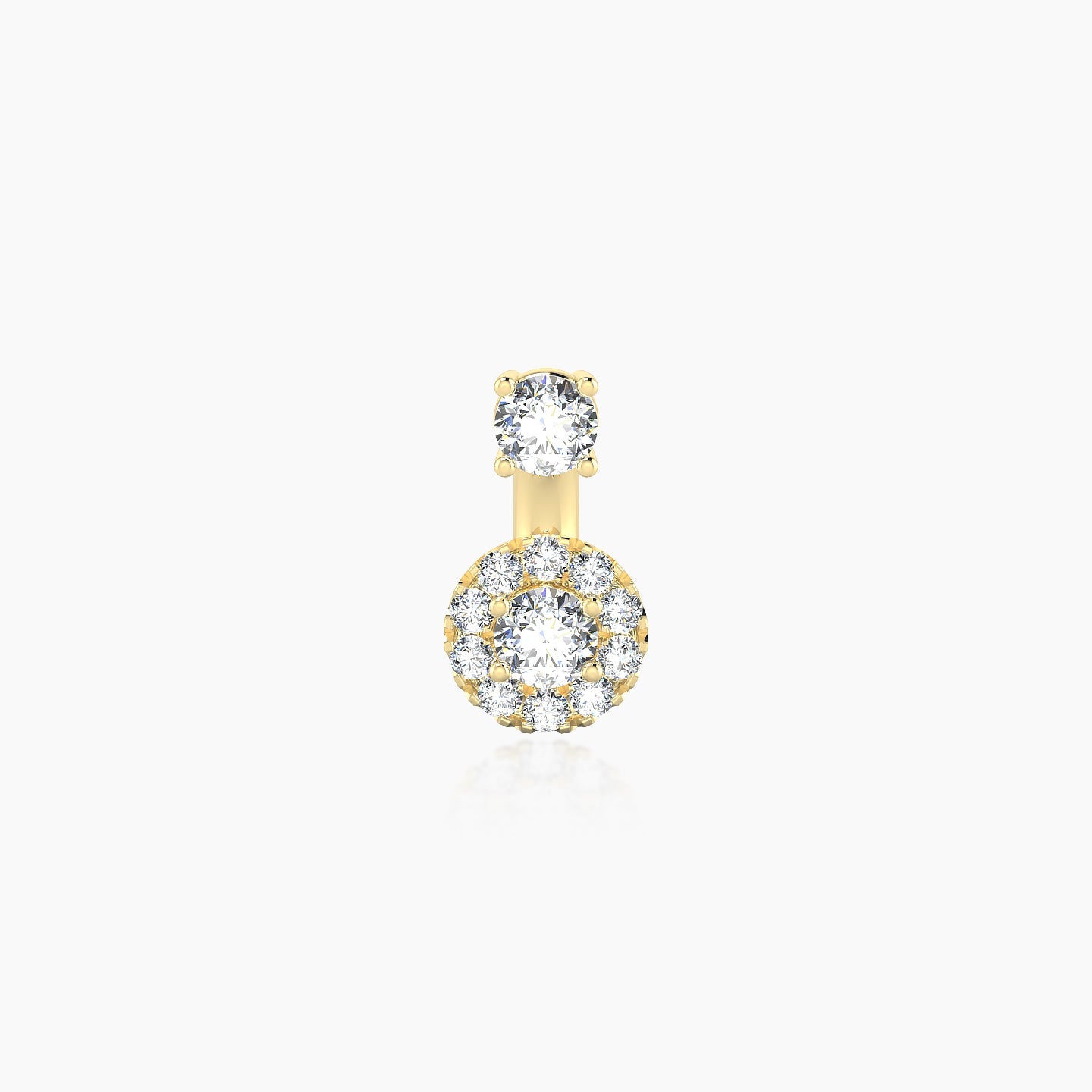 Eirene | 18k Yellow Gold 6 mm 5.5 mm Halo Round Diamond Navel Piercing