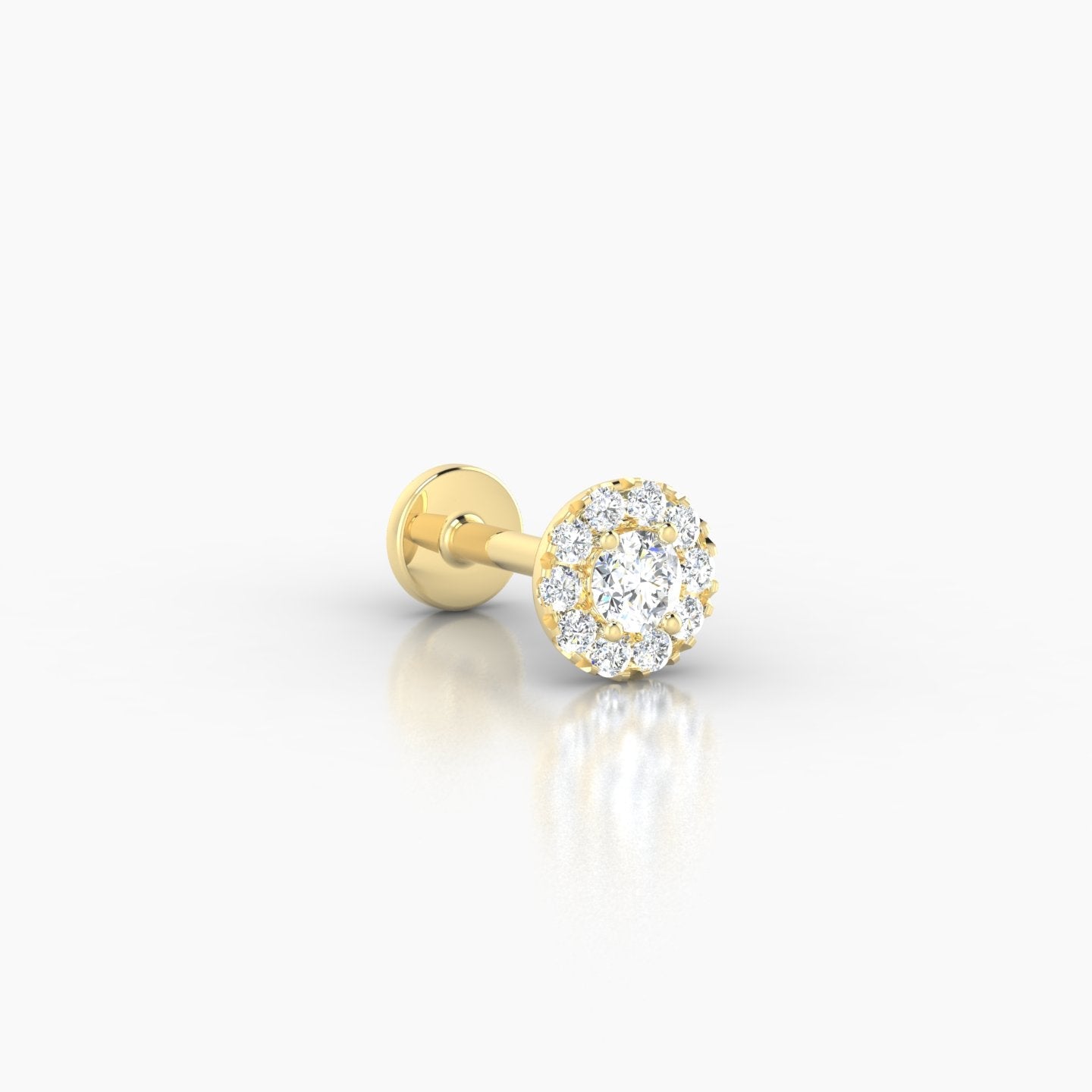 Eirene | 18k Yellow Gold 5 mm 6.5 mm Halo Round Diamond Piercing
