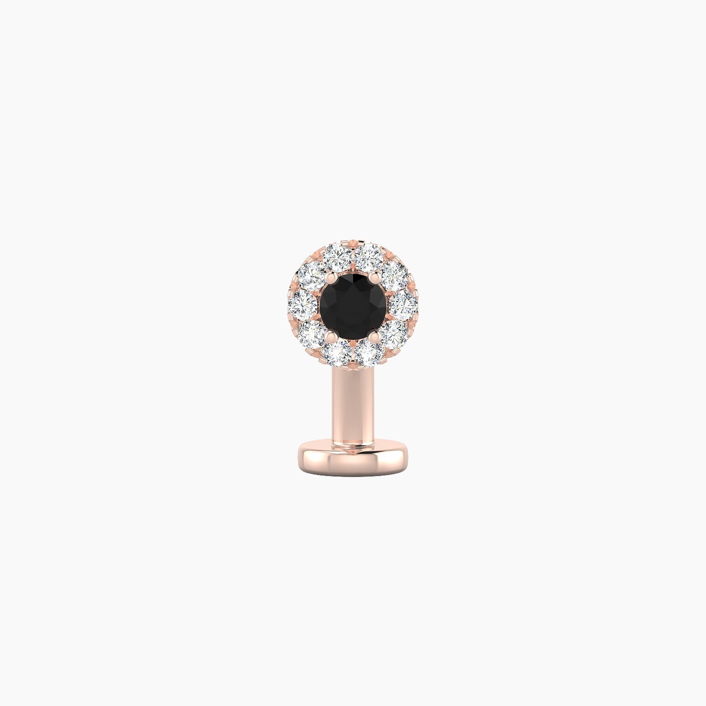 Eirene | 18k Rose Gold 8 mm 5 mm Halo Round Black Diamond & Diamond Floating Navel Piercing