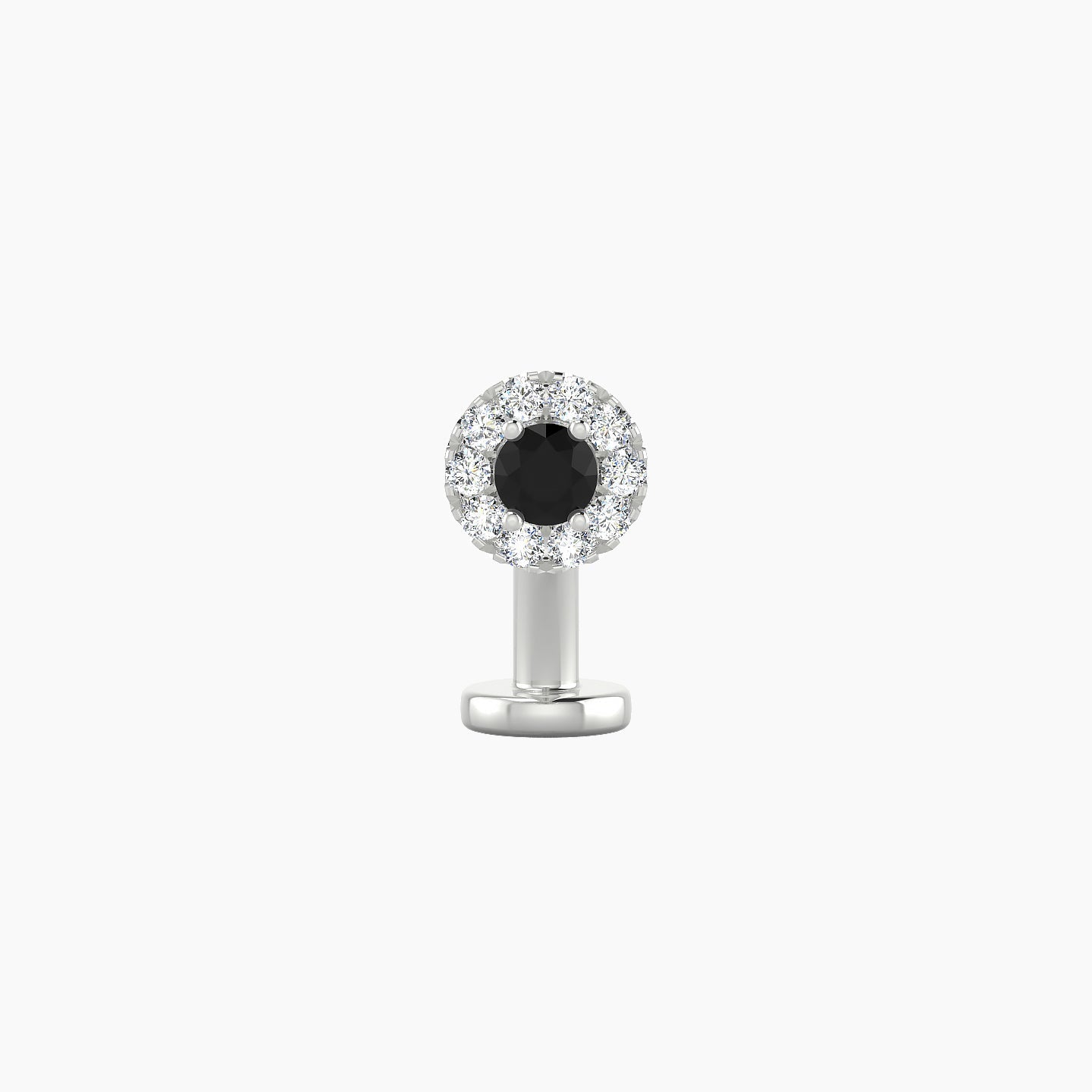 Eirene | 18k White Gold 8 mm 5 mm Halo Round Black Diamond & Diamond Floating Navel Piercing