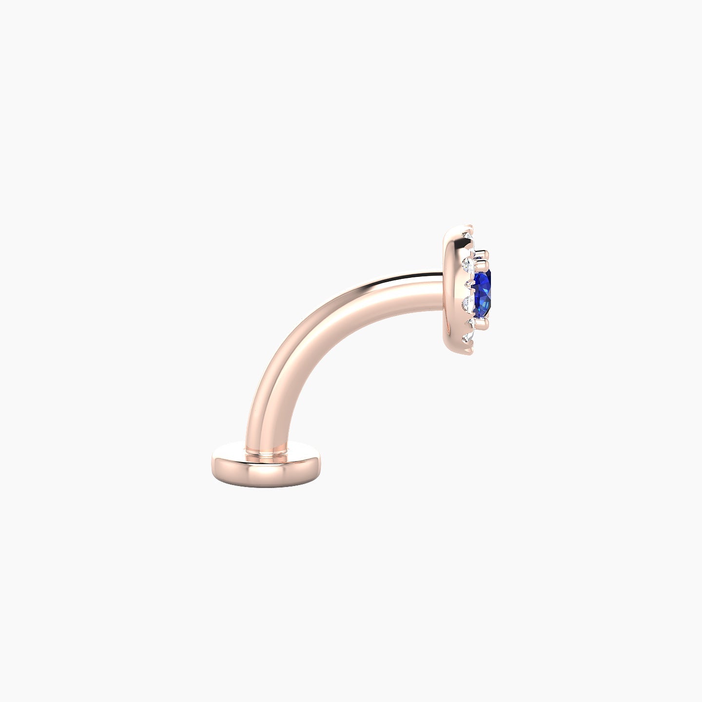 Eirene | 18k Rose Gold 8 mm 5.5 mm Halo Round Sapphire & Diamond Floating Navel Piercing