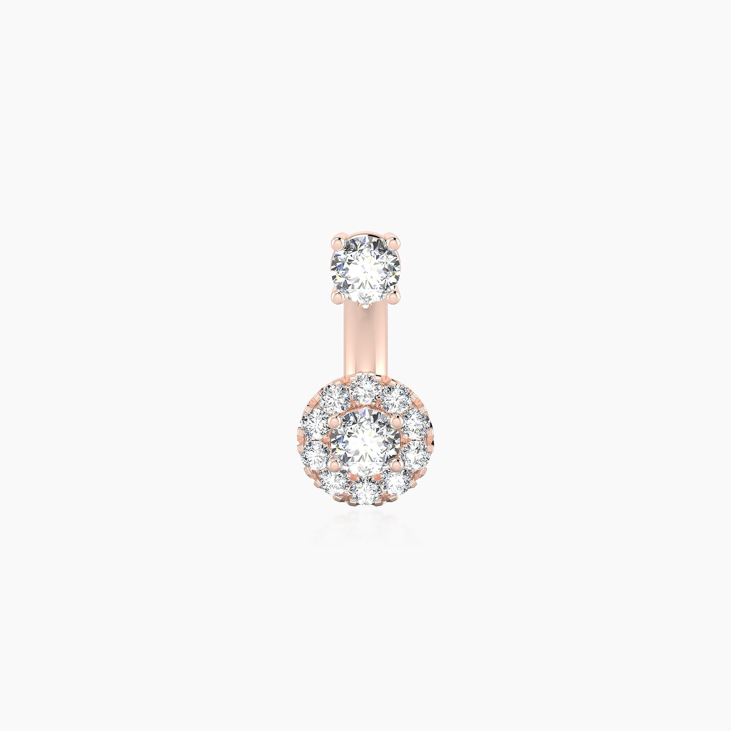 Eirene | 18k Rose Gold 8 mm 5.5 mm Halo Round Diamond Navel Piercing